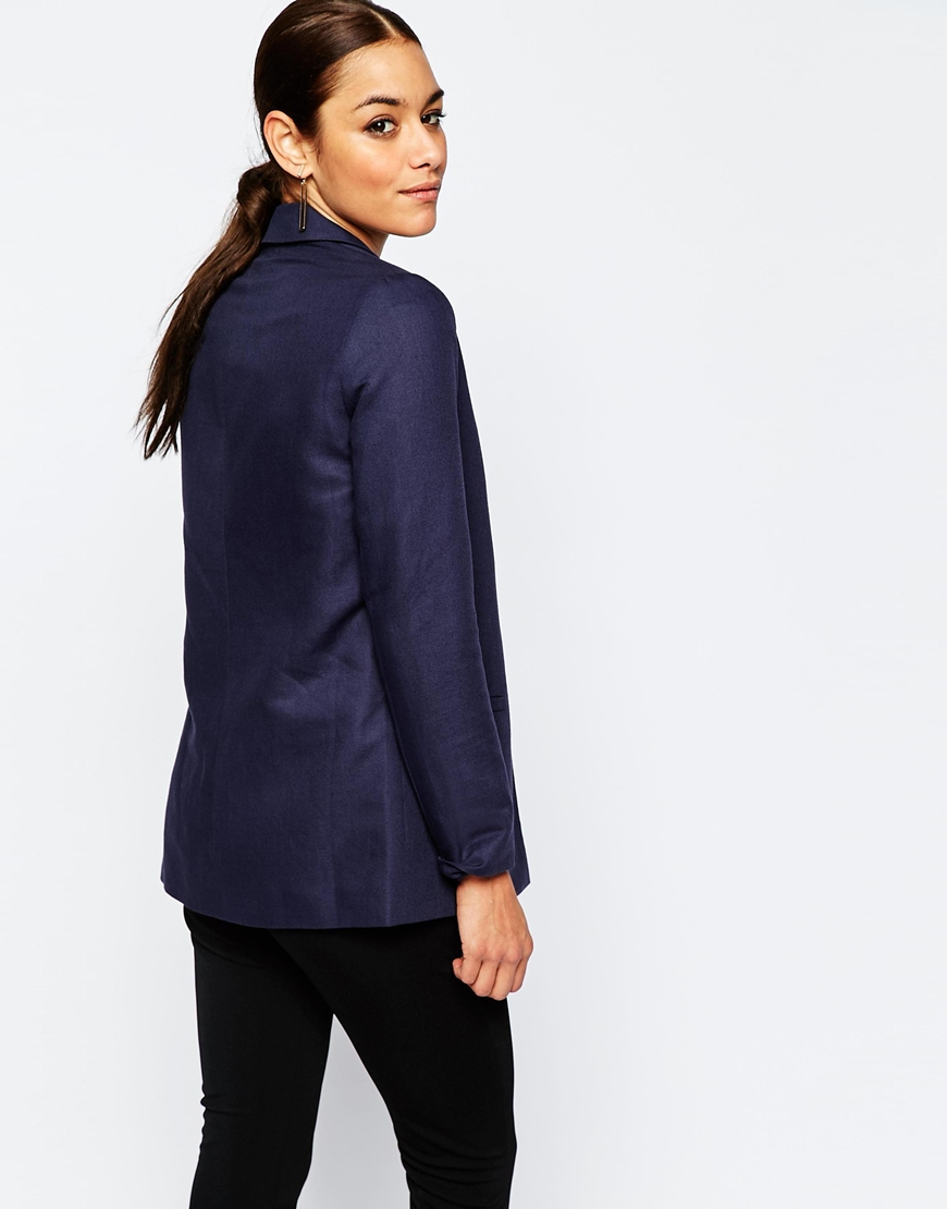 ASOS Premium Tailored Linen Blazer in Navy (Blue) Lyst