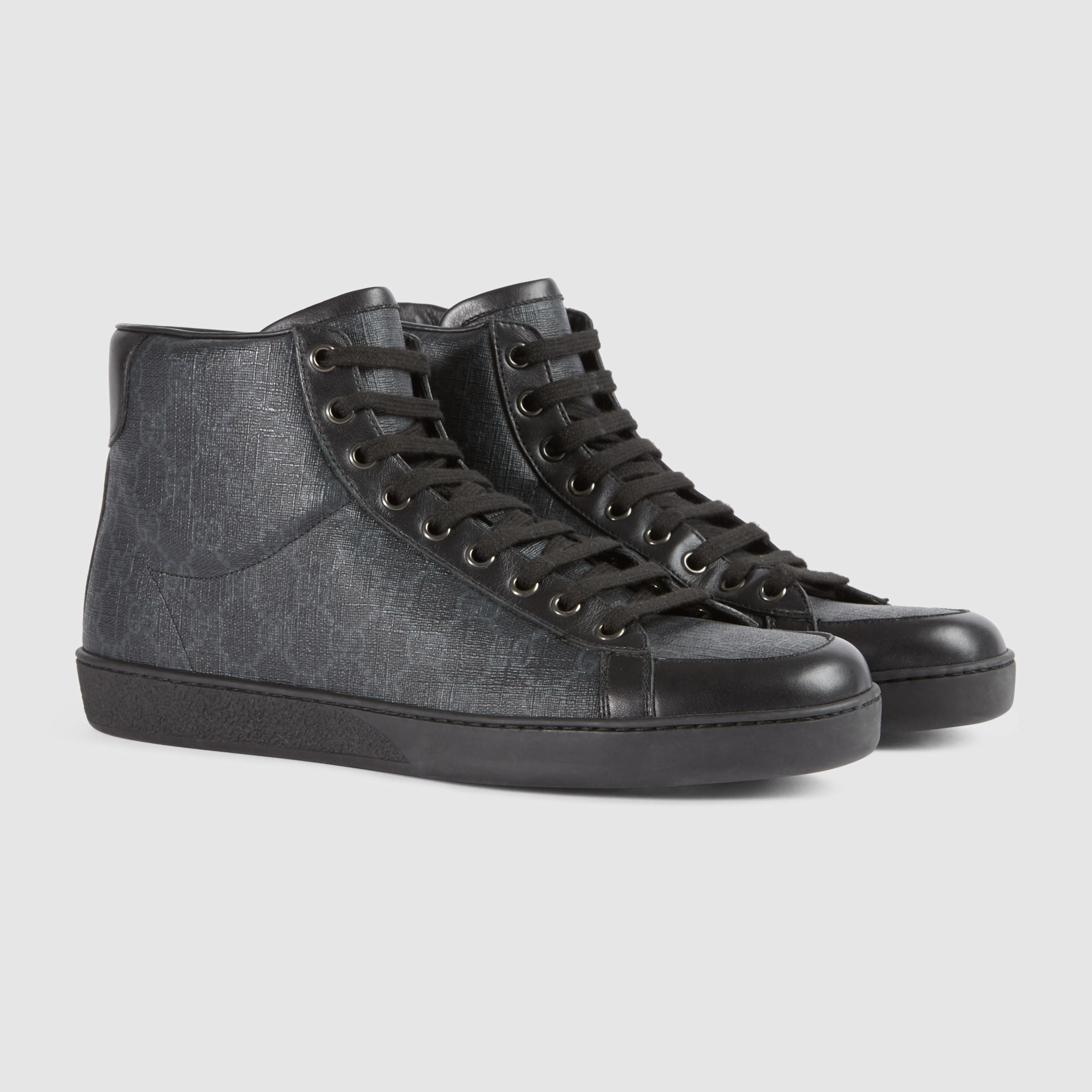Gucci Canvas Gg Supreme High-top Sneaker in Gray for Men - Lyst