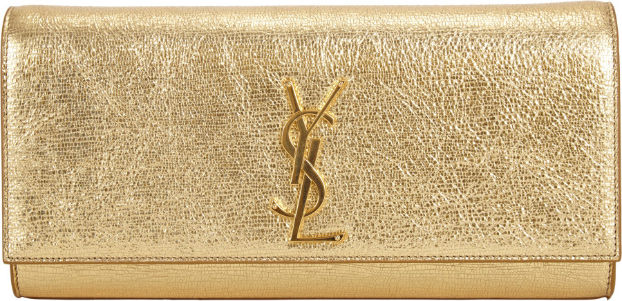 Saint laurent Ysl Cassandre Clutch in Gold | Lyst  