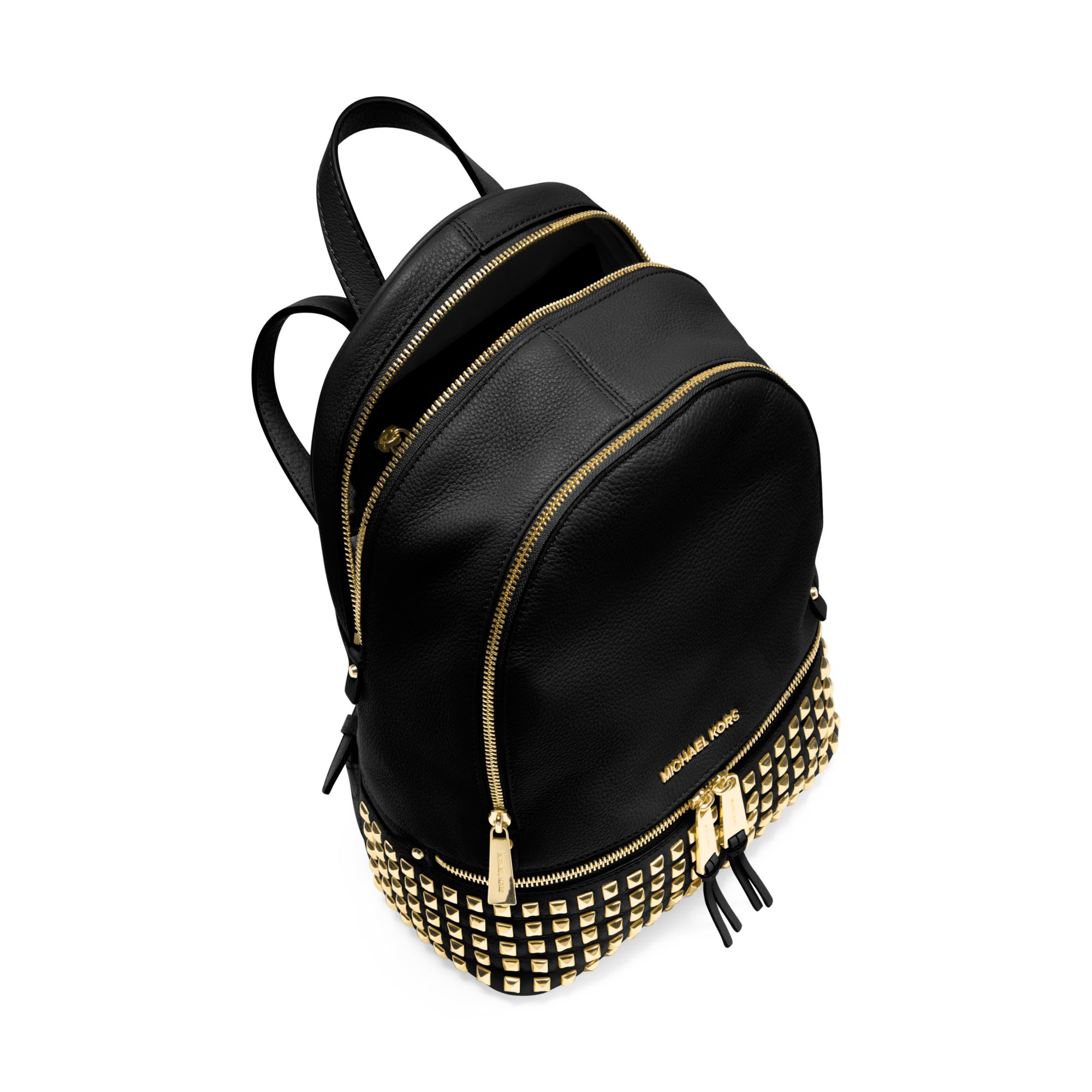 Michael kors Rhea Small Studded Leather Backpack in Black | Lyst