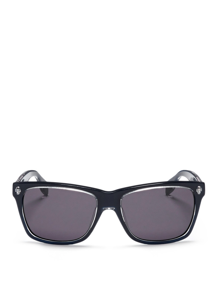 Black alexander mcqueen skull wayfarer best sale sunglasses