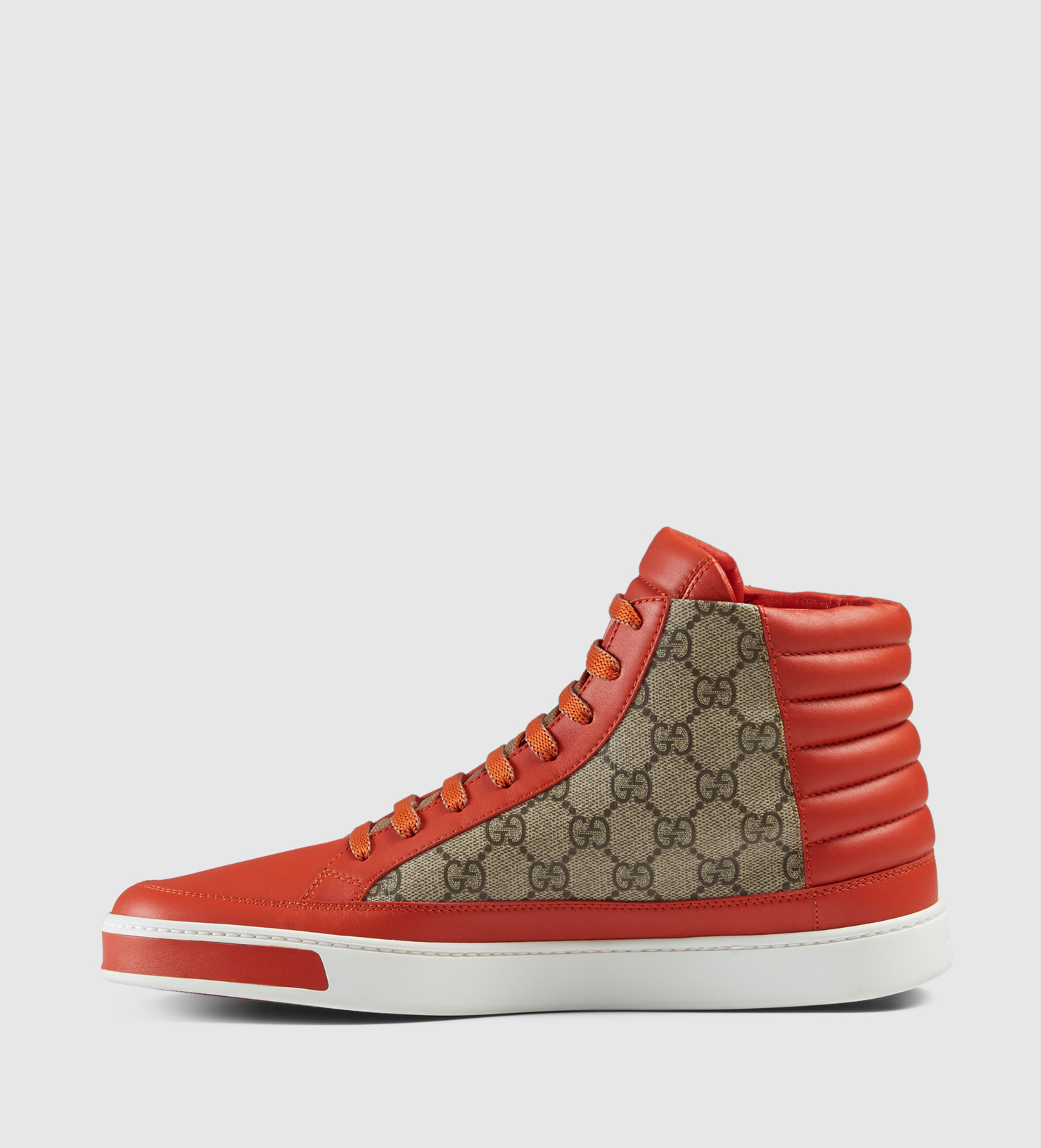 Gucci Gg Supreme And Leather High-top Sneaker in Orange for Men | Lyst
