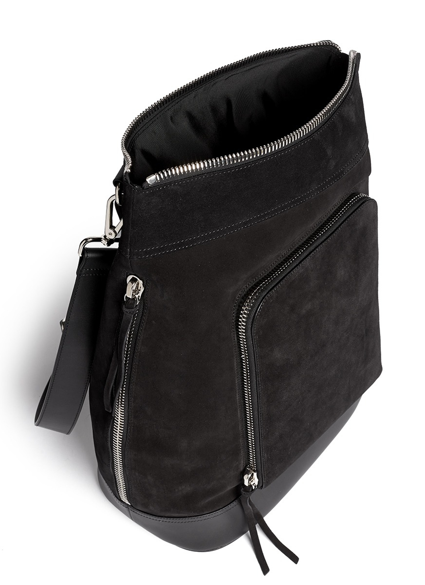 black suede messenger bag