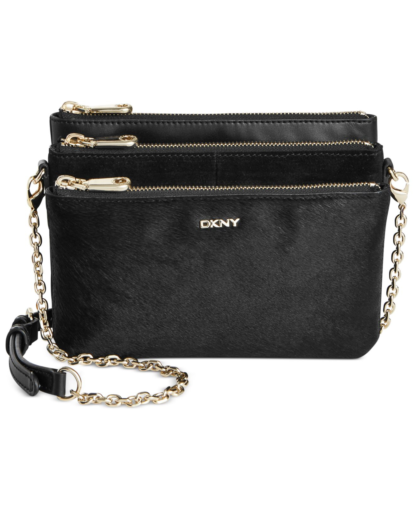Dkny Riverside Triple Zip Crossbody in Black Lyst
