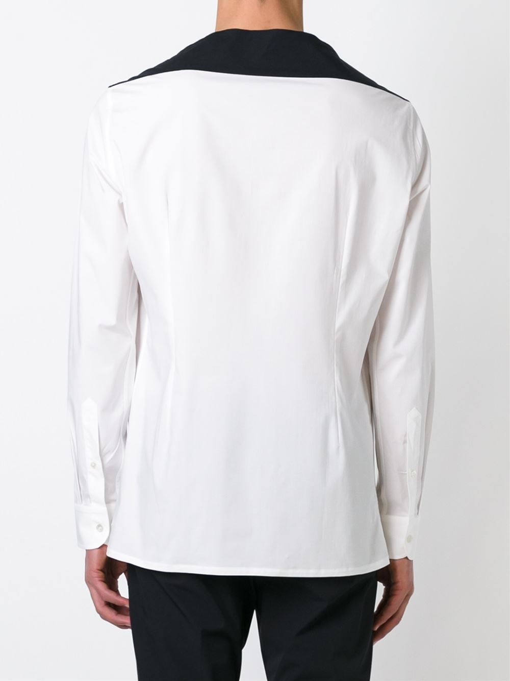 Raf Simons Long Sleeve Buttonless Shirt in White for Men - Lyst