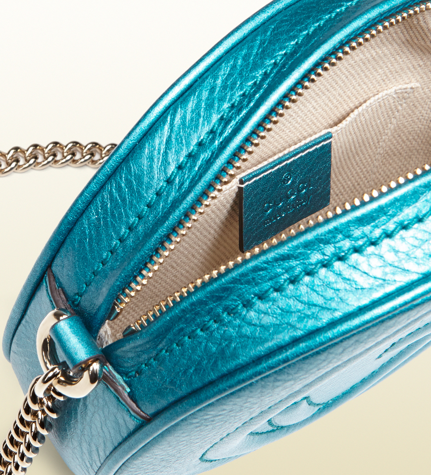 Gucci Online Exclusive Soho Leather Mini Chain Bag in Teal (Blue) - Lyst