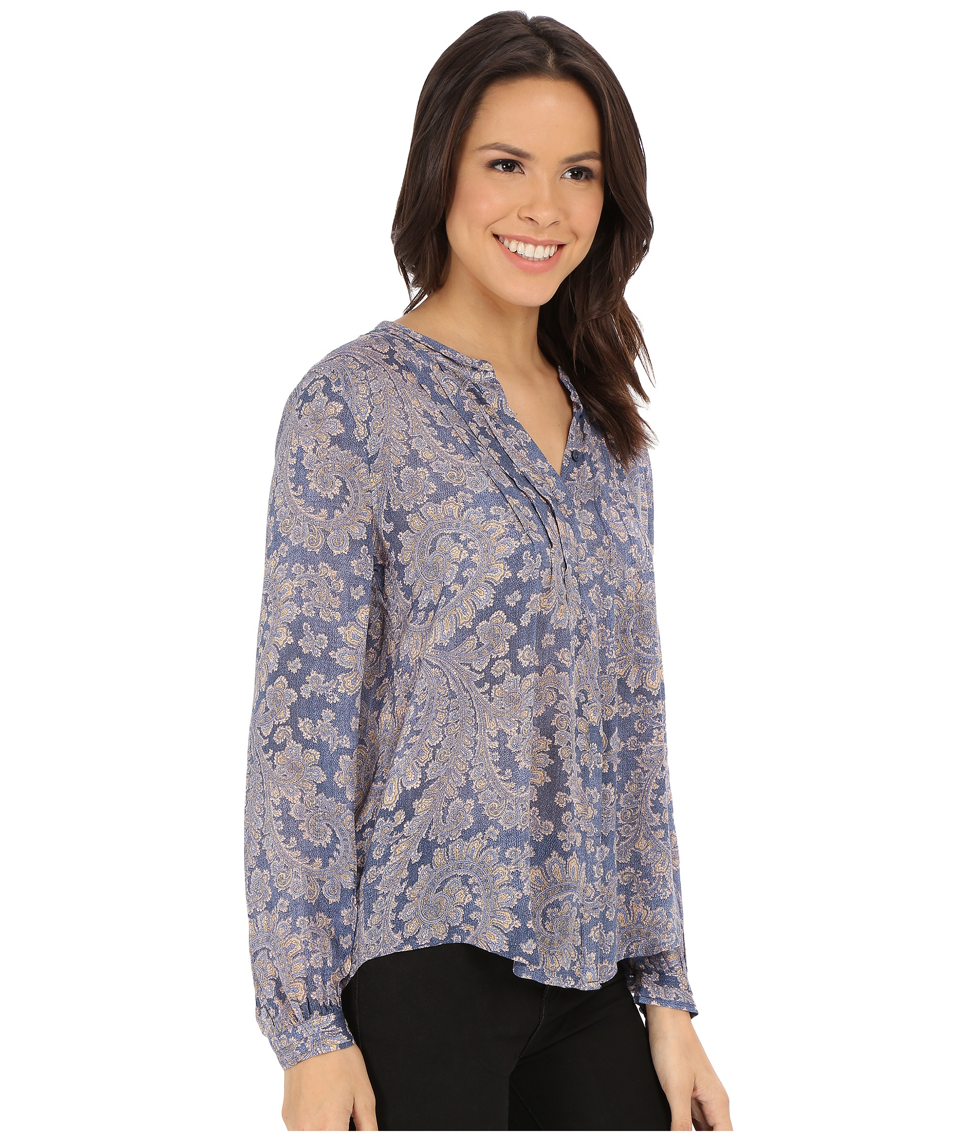 Lucky brand Textured Paisley Top in Blue | Lyst
