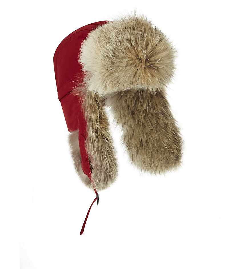 Canada goose Fur Trim Aviator Hat in Red for Men | Lyst
