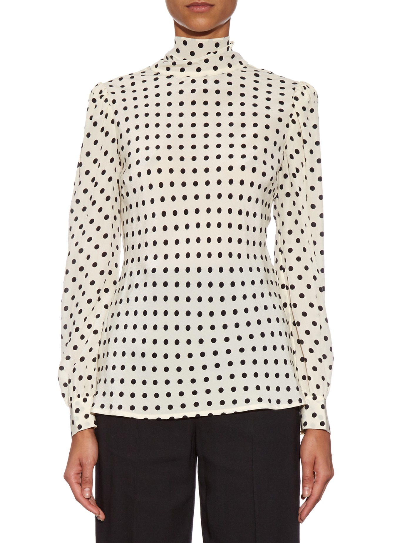 polka dot silk blouse
