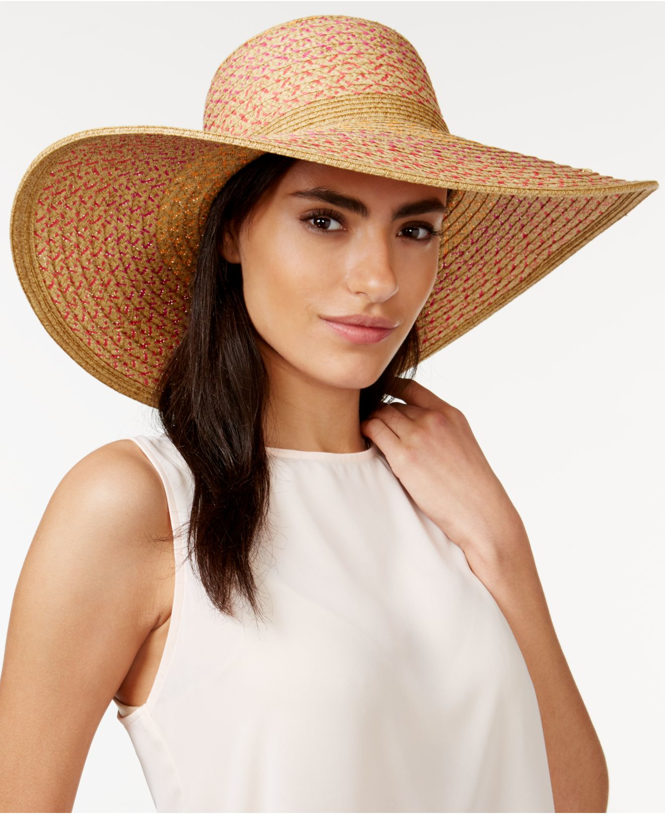 Nine West Multi Tweed Floppy Hat in Pink (Brown) - Lyst