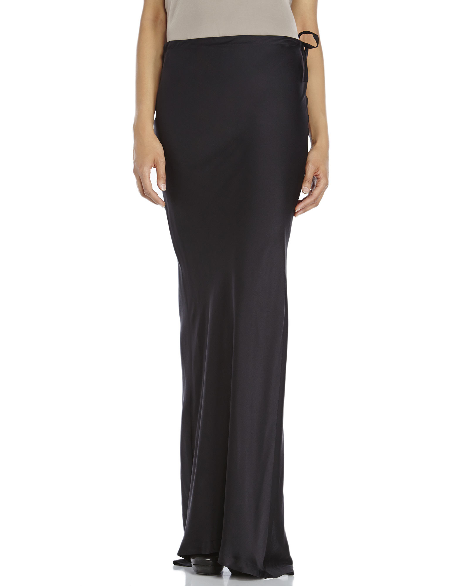 black silk maxi skirt