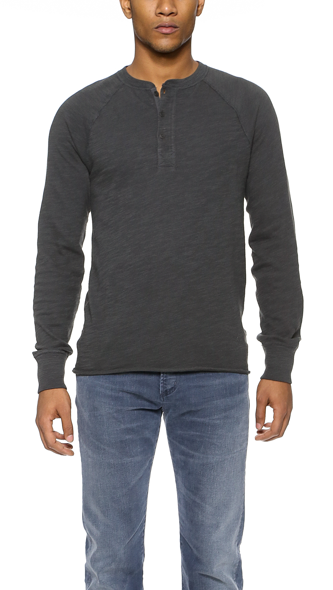 Download Rag & bone Long Sleeve Raglan Henley in Black for Men | Lyst