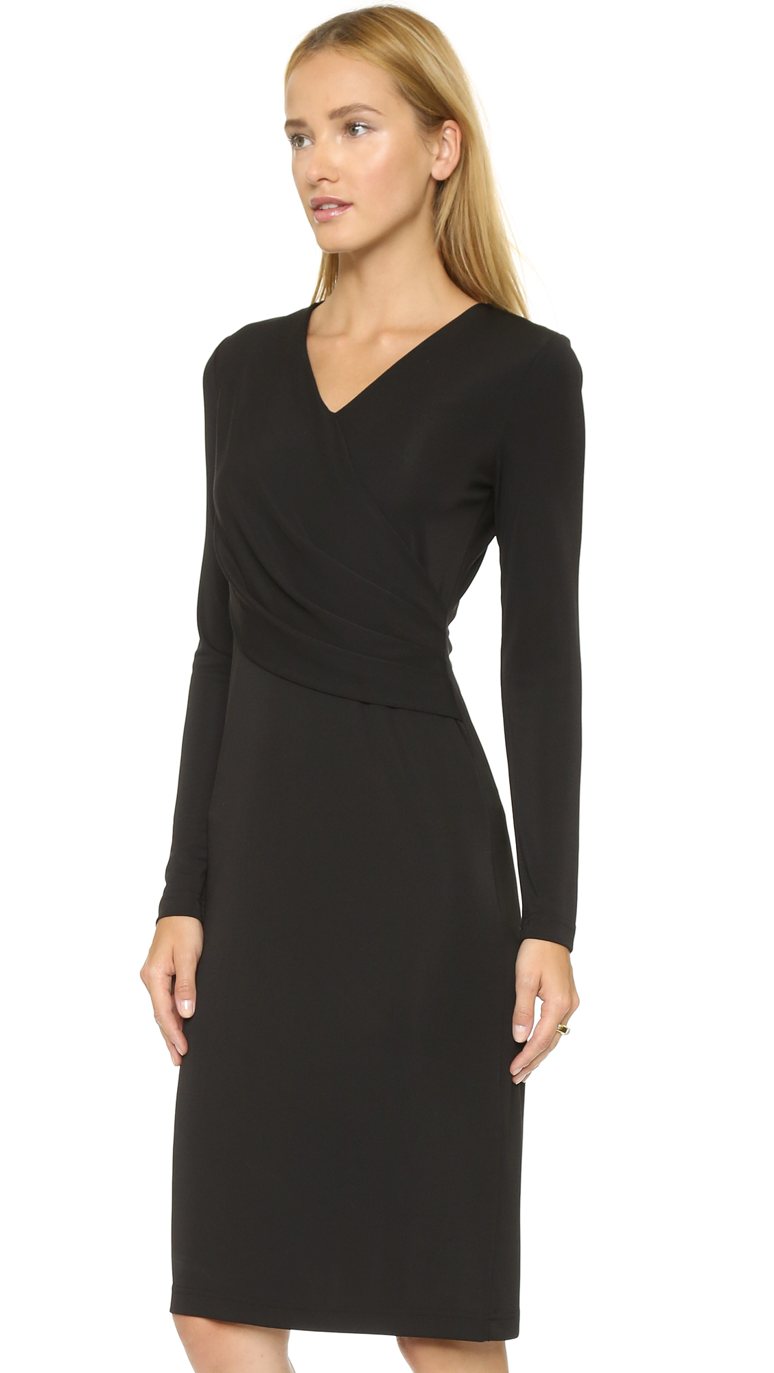 long sleeve v neck wrap dress