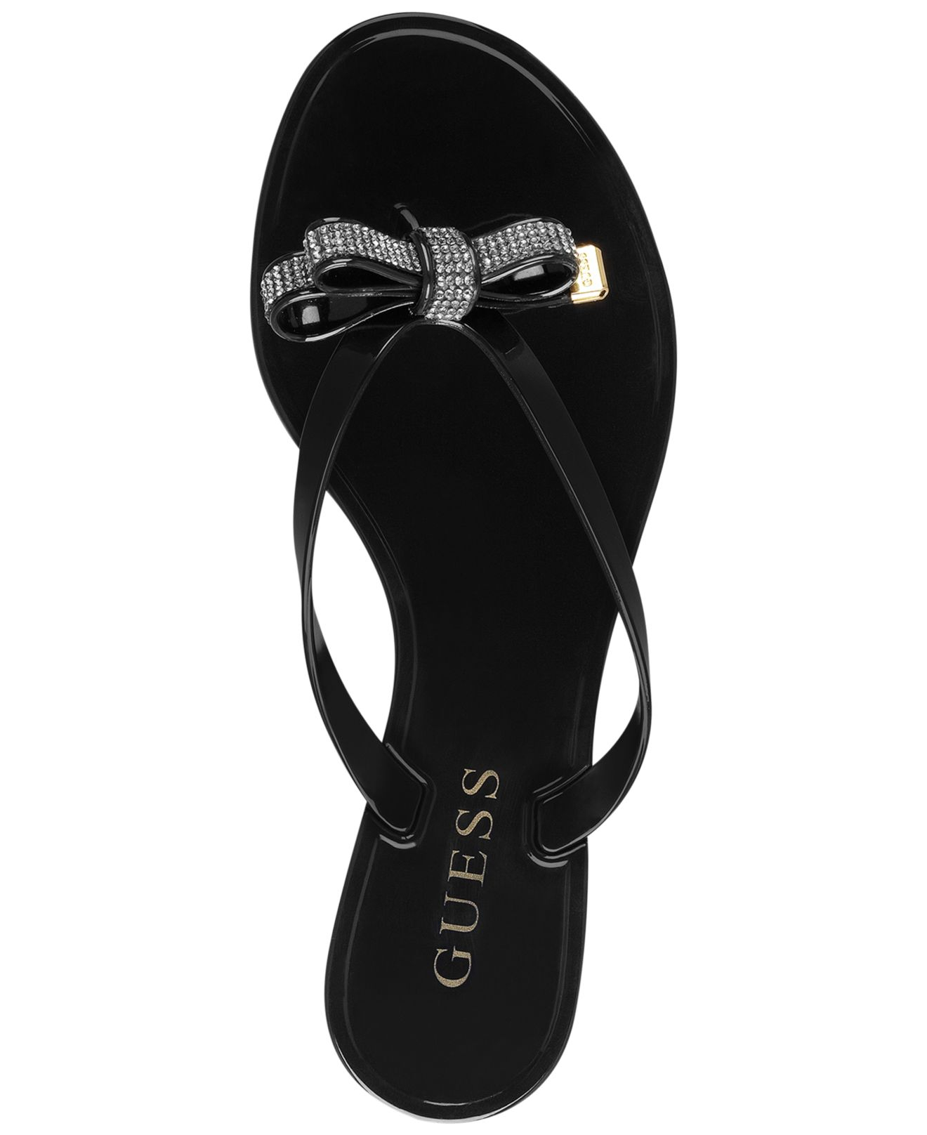 guess black flip flops with bow