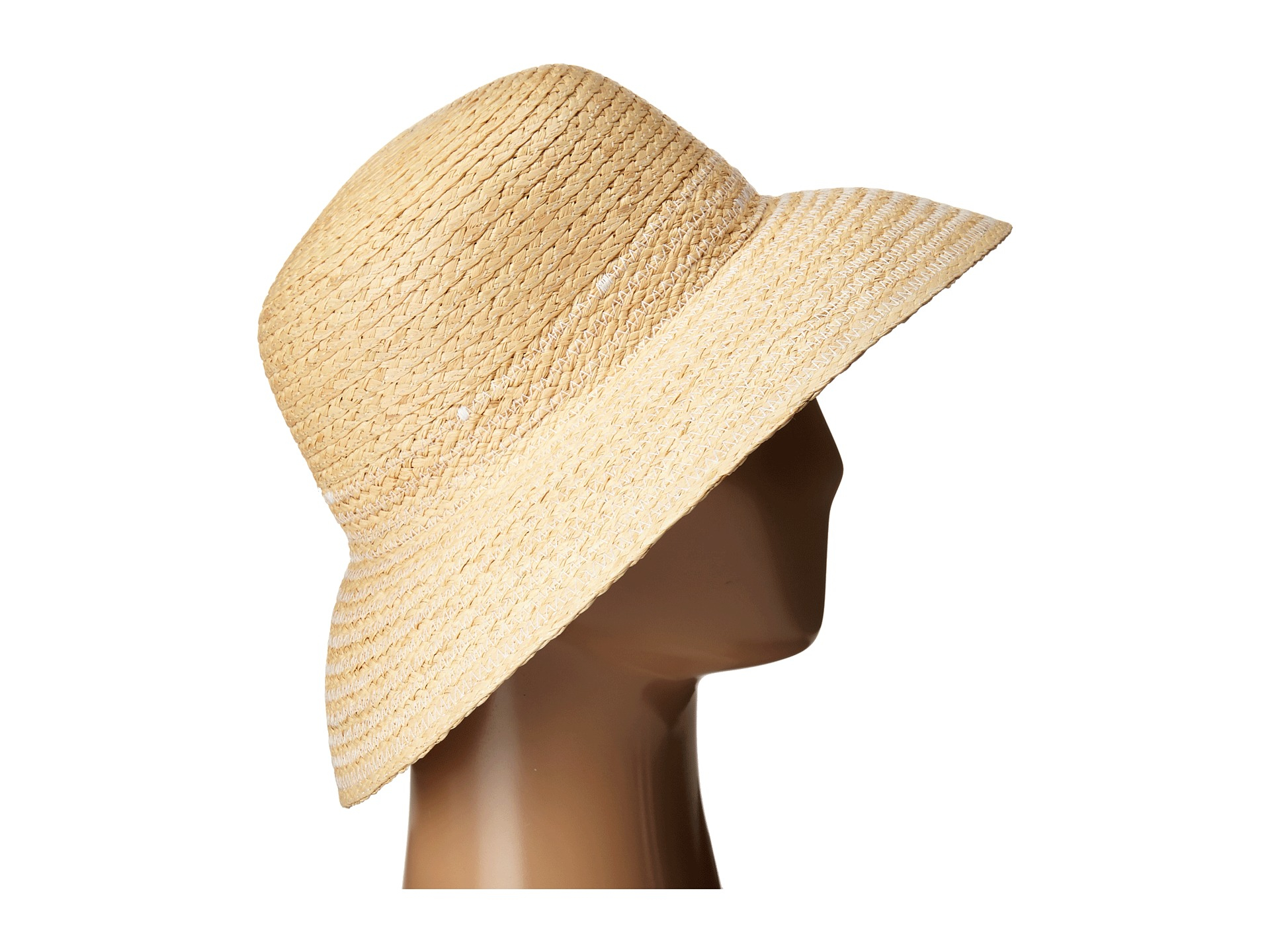 Lauren by Ralph Lauren Braided Top Stitched Raffia Sun Hat in Natural