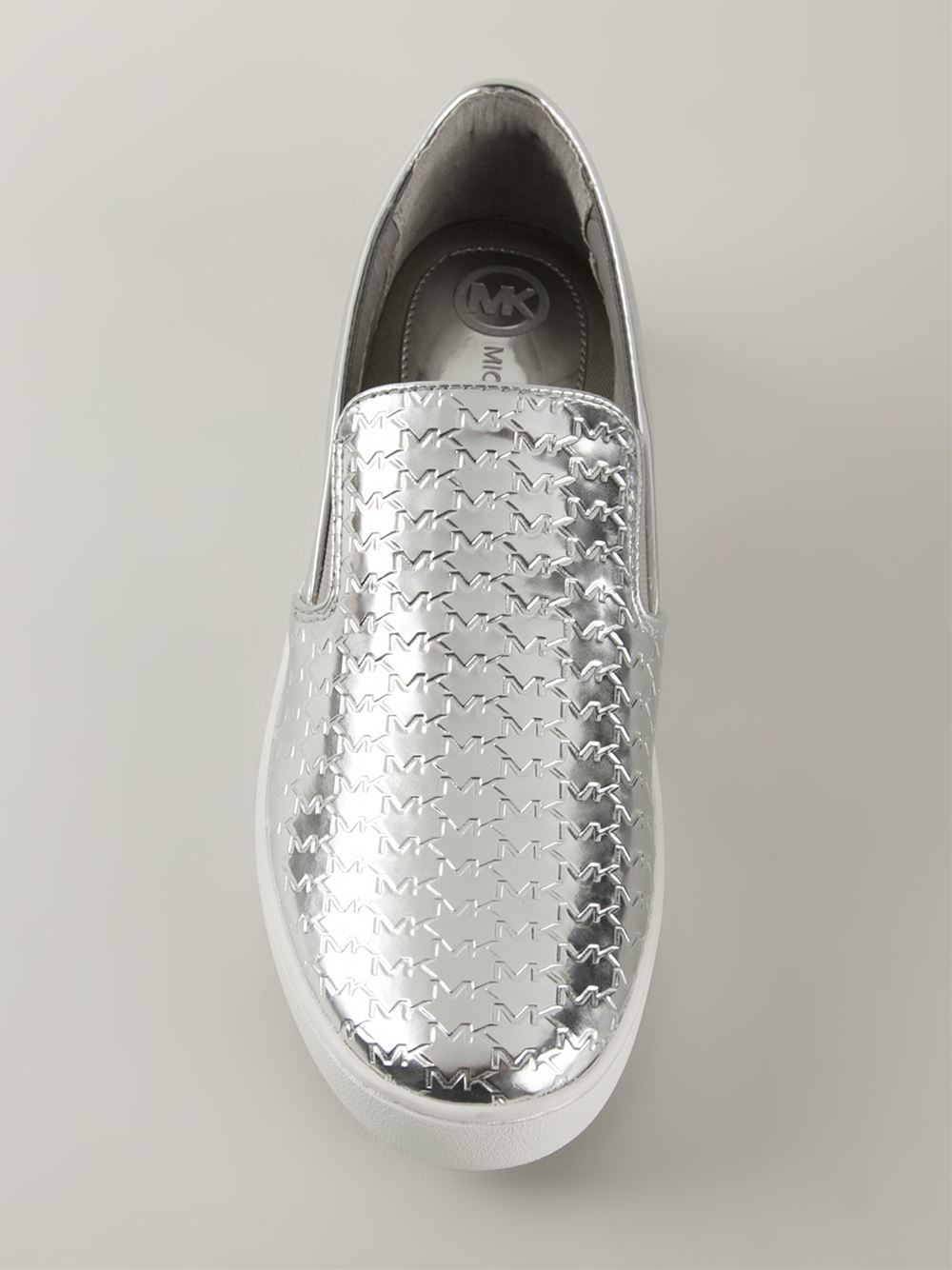 Michael kors Embossed Metallic Slip-on Sneakers in Silver (metallic) | Lyst