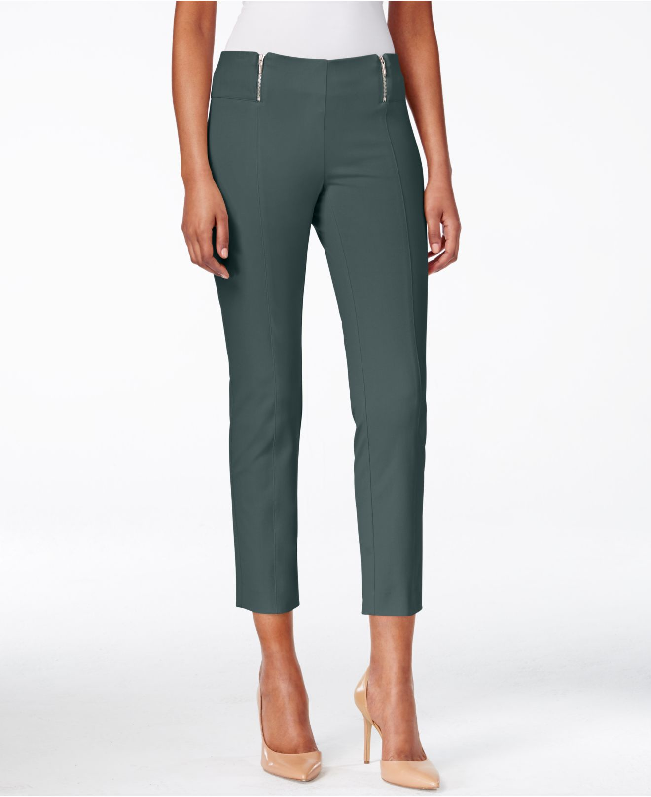 Alfani Skinny Pull-on Zipper-detail Capri Pants, Only At Macy's in Gray ...
