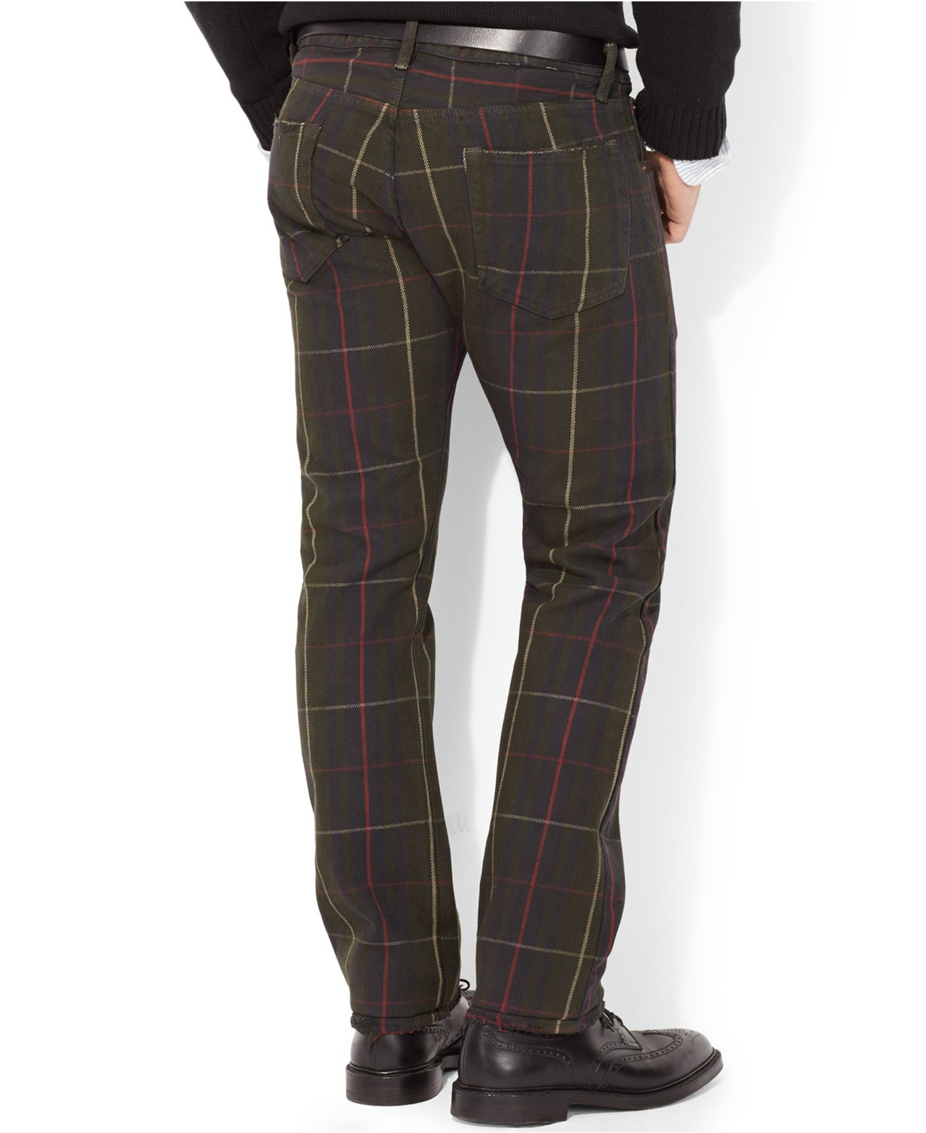 Polo Ralph Lauren Varick Slim-Straight Plaid Jeans in Green for Men | Lyst