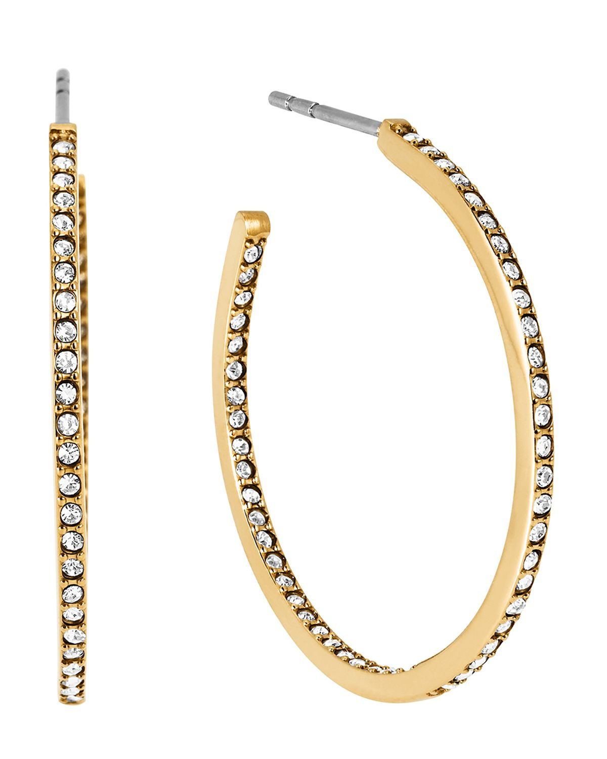 Michael Kors Pavé Small Inside Out Hoop Earrings in Gold (Metallic) Lyst