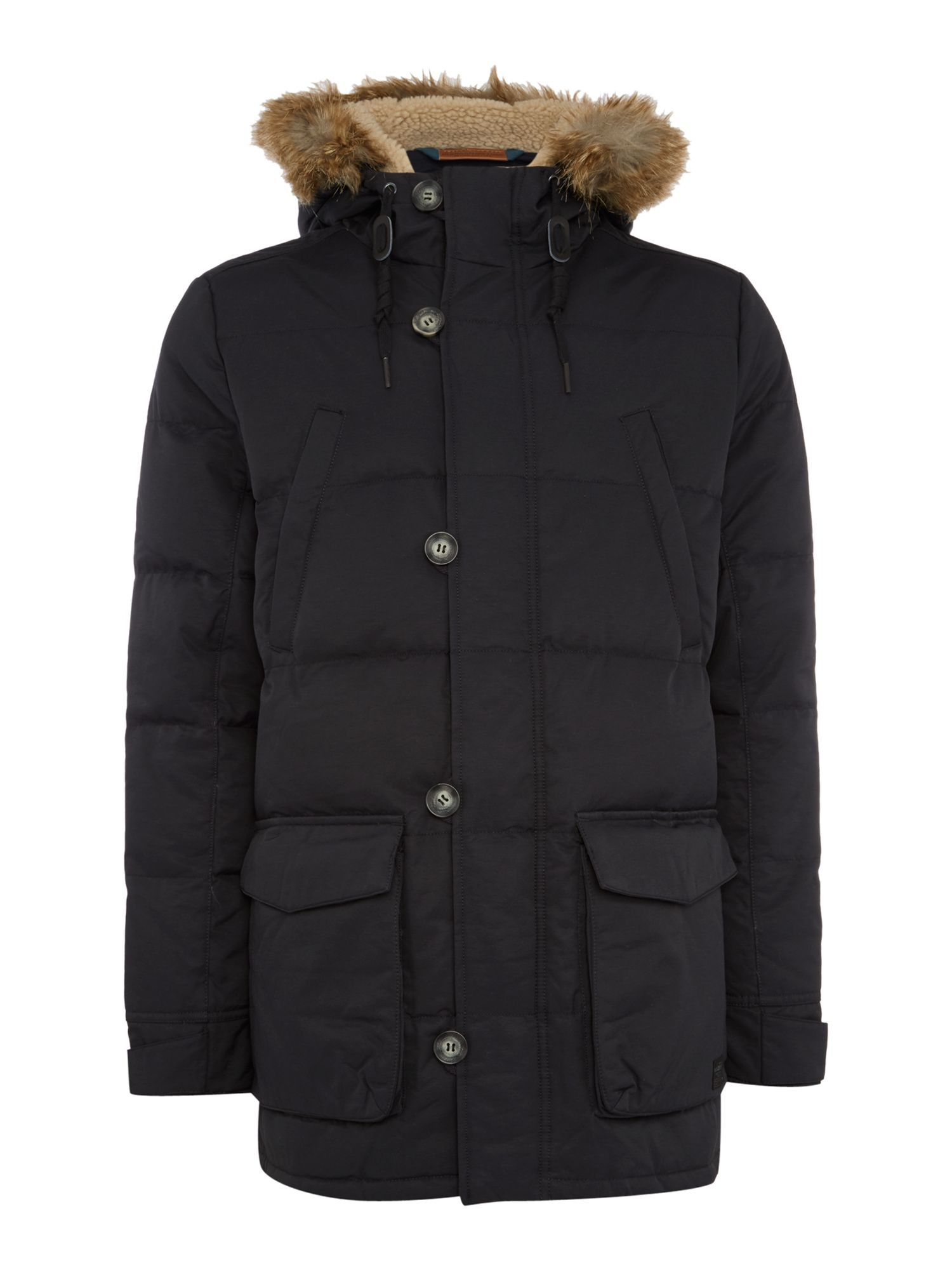 Lee jeans Hooded Down Filled Parka Jacket in Black for Men | Lyst