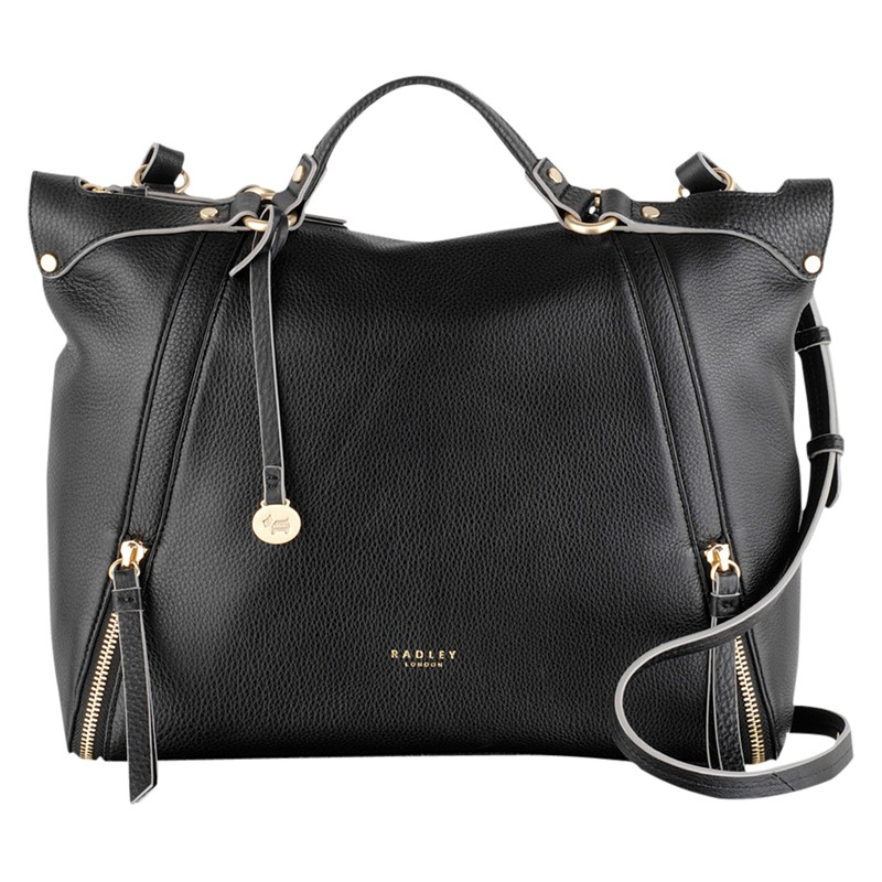 Radley New Cross Large Leather Shoulder Bag In Black Lyst Gallery Women S Marni Trunk Longchamp Roseau Black Patent Leather Handbags