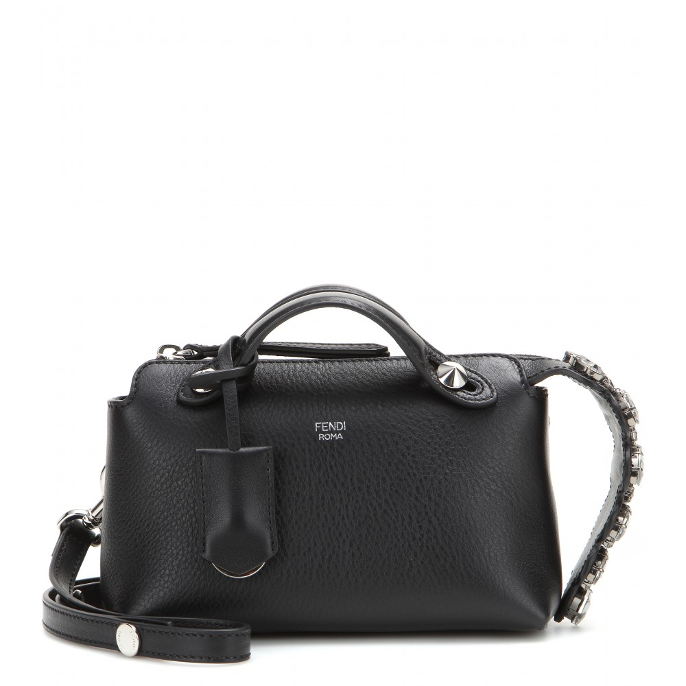 Lyst - Fendi By The Way Mini Embellished Leather Shoulder Bag in Black