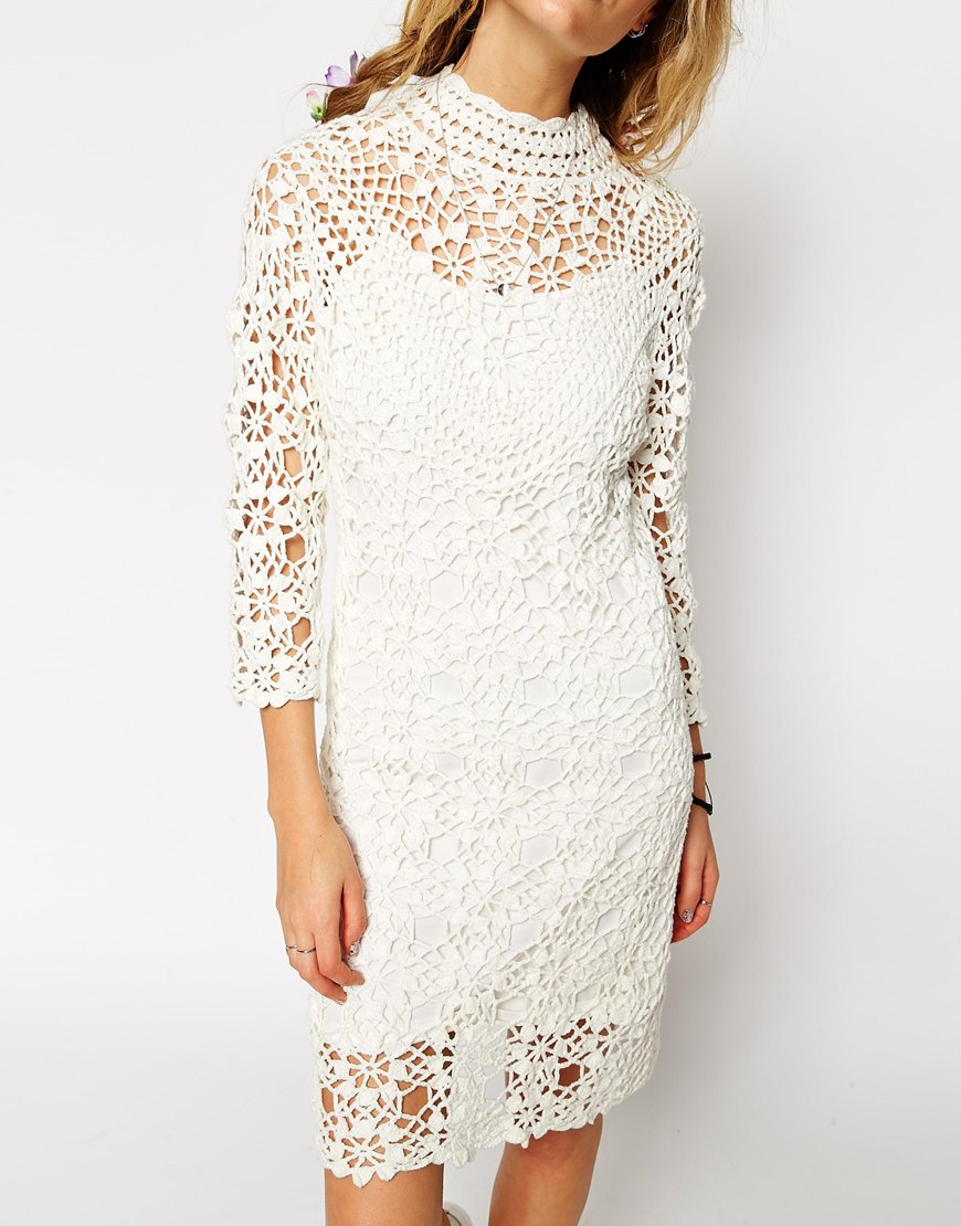 Cheap Sale Crochet Lace Bodycon Dress Cheap Price White High ...