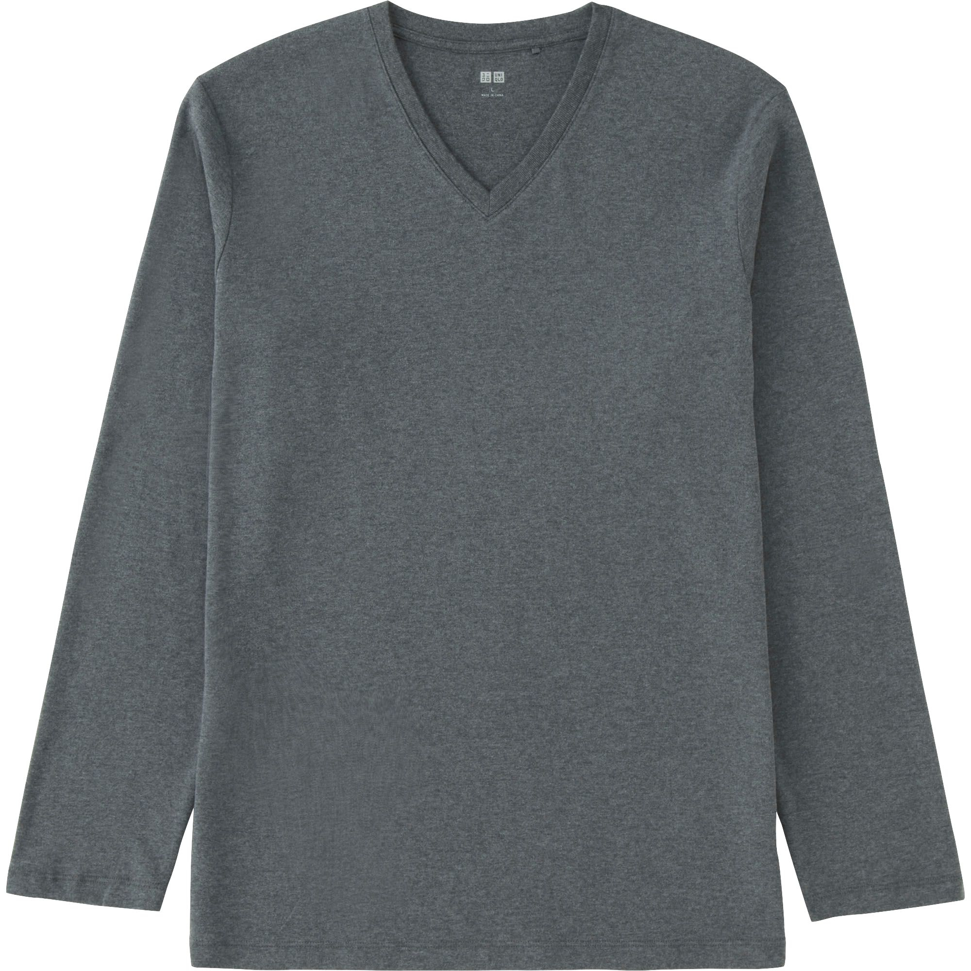 Uniqlo Men Soft Touch V-neck Long Sleeve T-shirt in Gray for Men (DARK ...