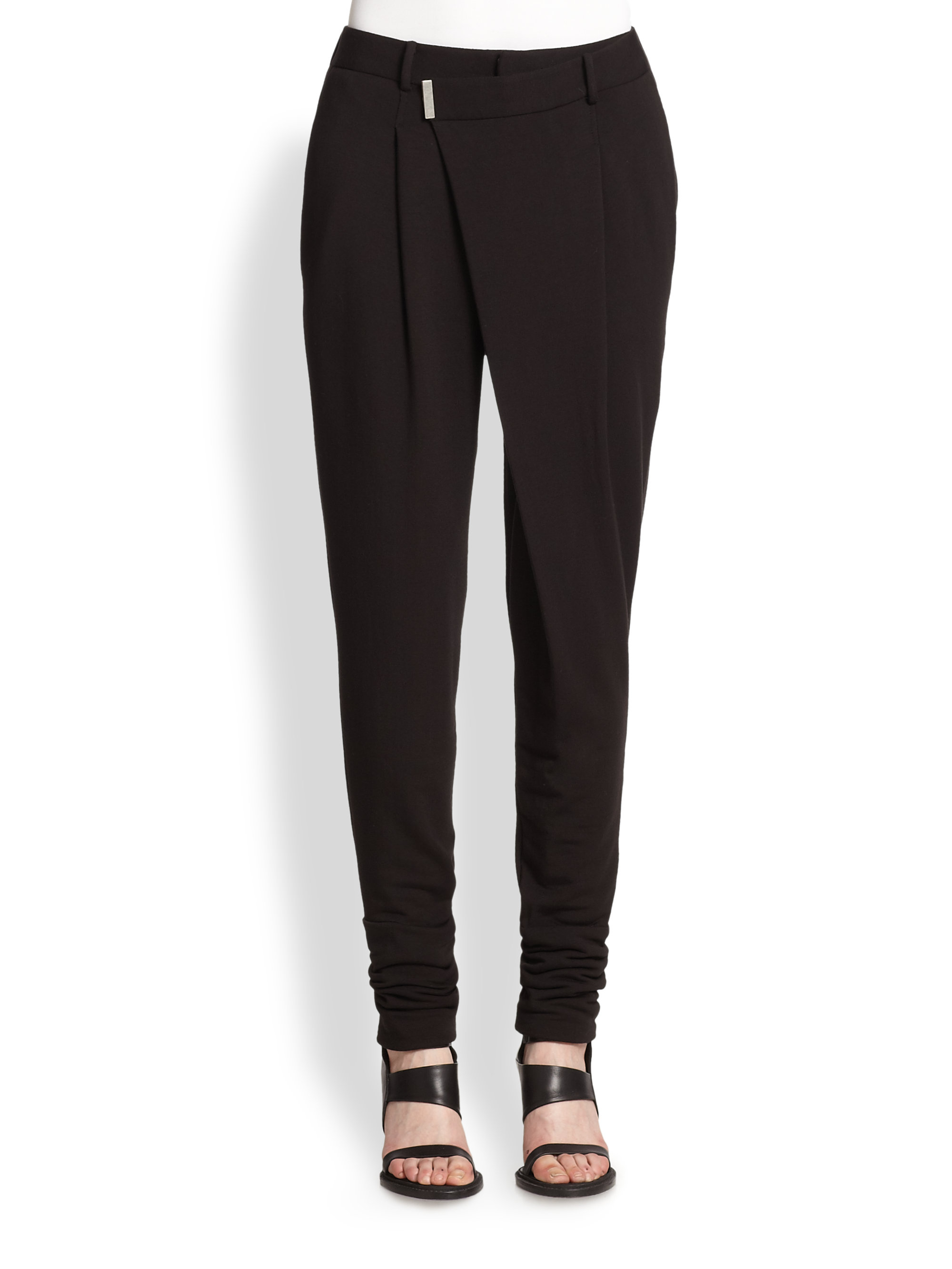 Helmut lang Villous Crossoverfront Stretch Knit Pants in Black Lyst