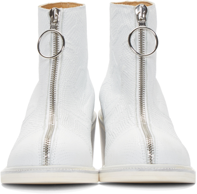 white boots with zipper