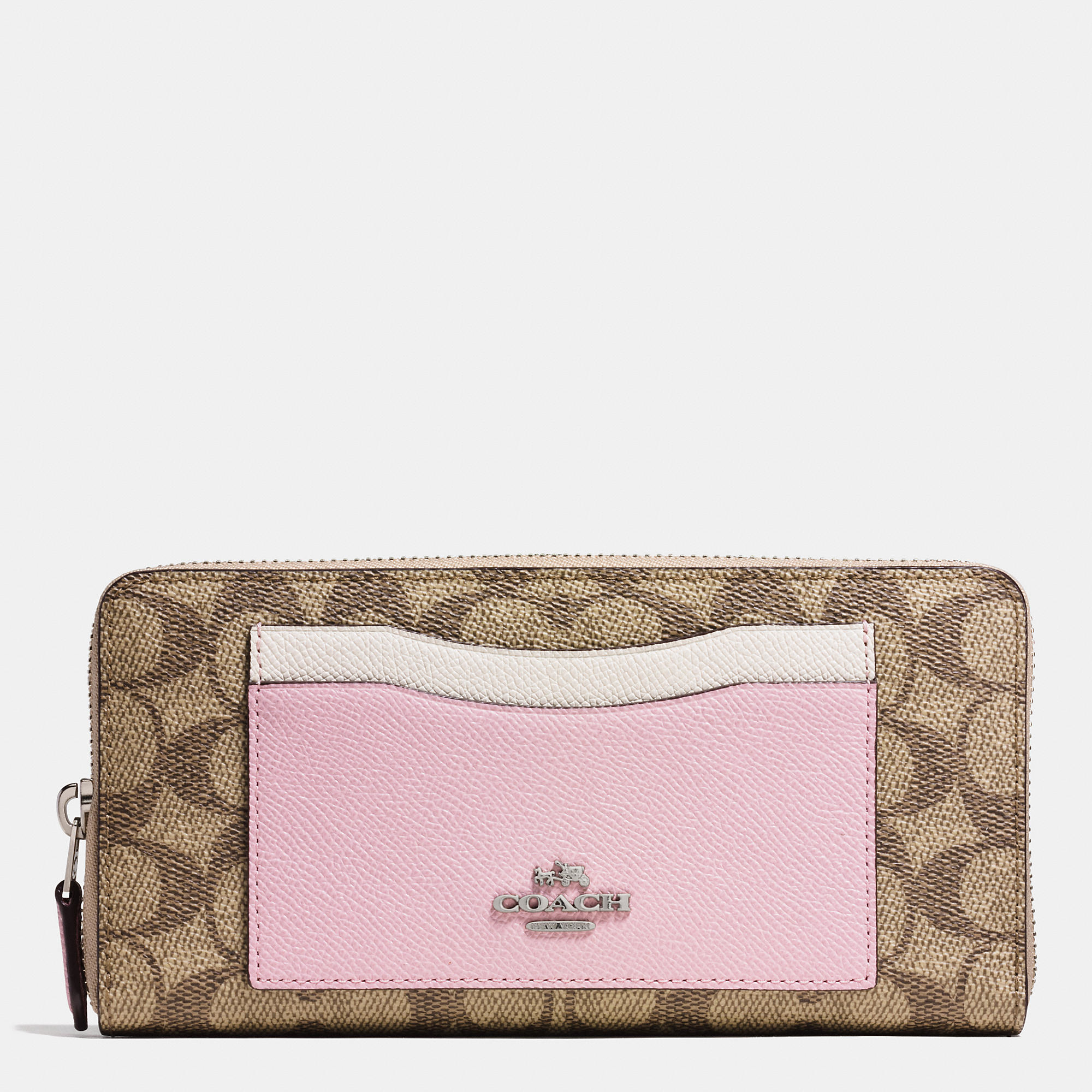 coach accordion zip wallet in colorblock signature canvas