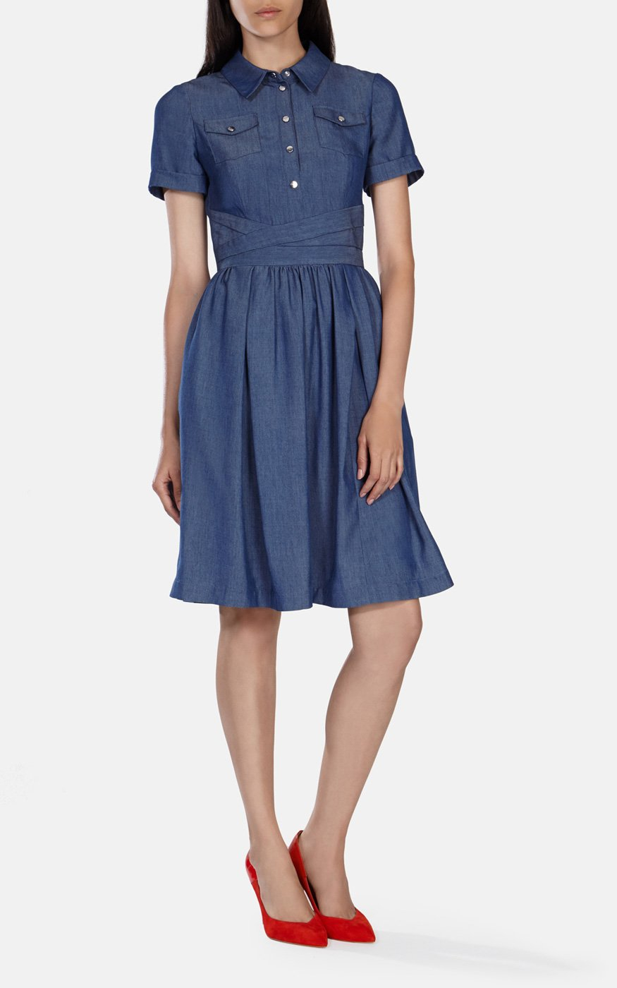 Lyst Karen  Millen  Chambray Denim Shirt  Dress  in Blue