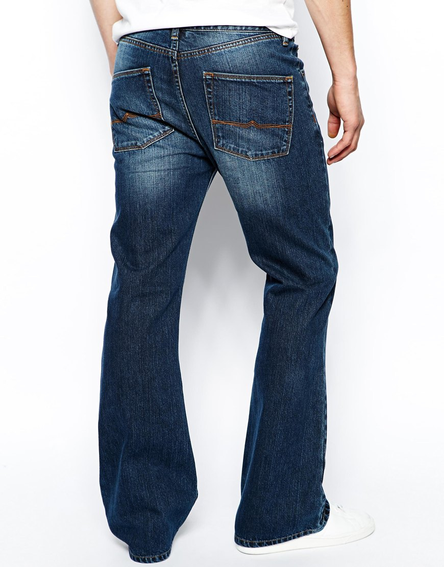 Lyst - Asos Flare Jeans In Mid Wash in Blue for Men