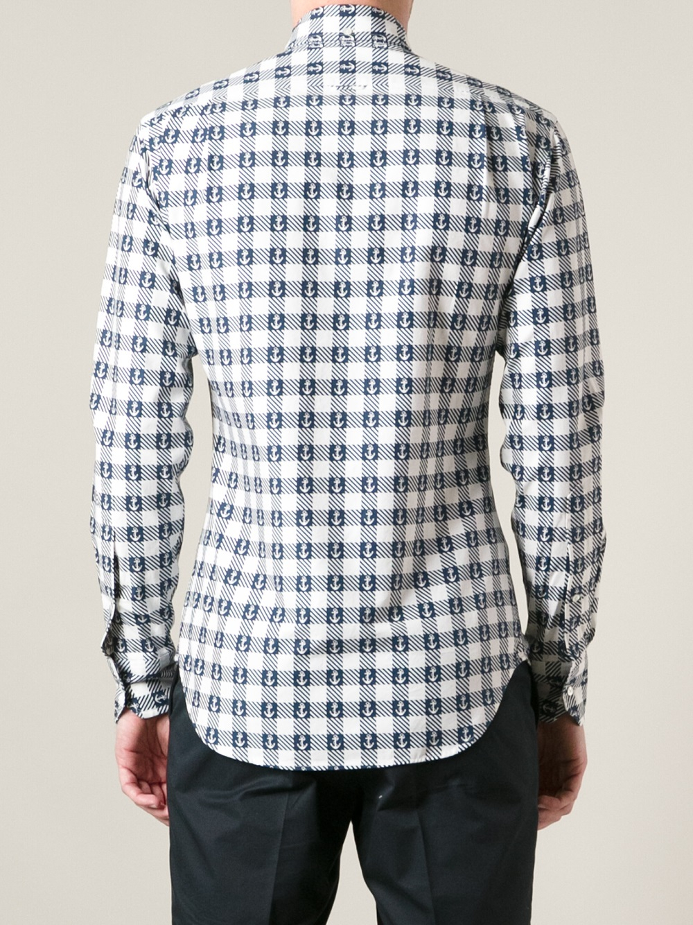 thom browne checked shirt