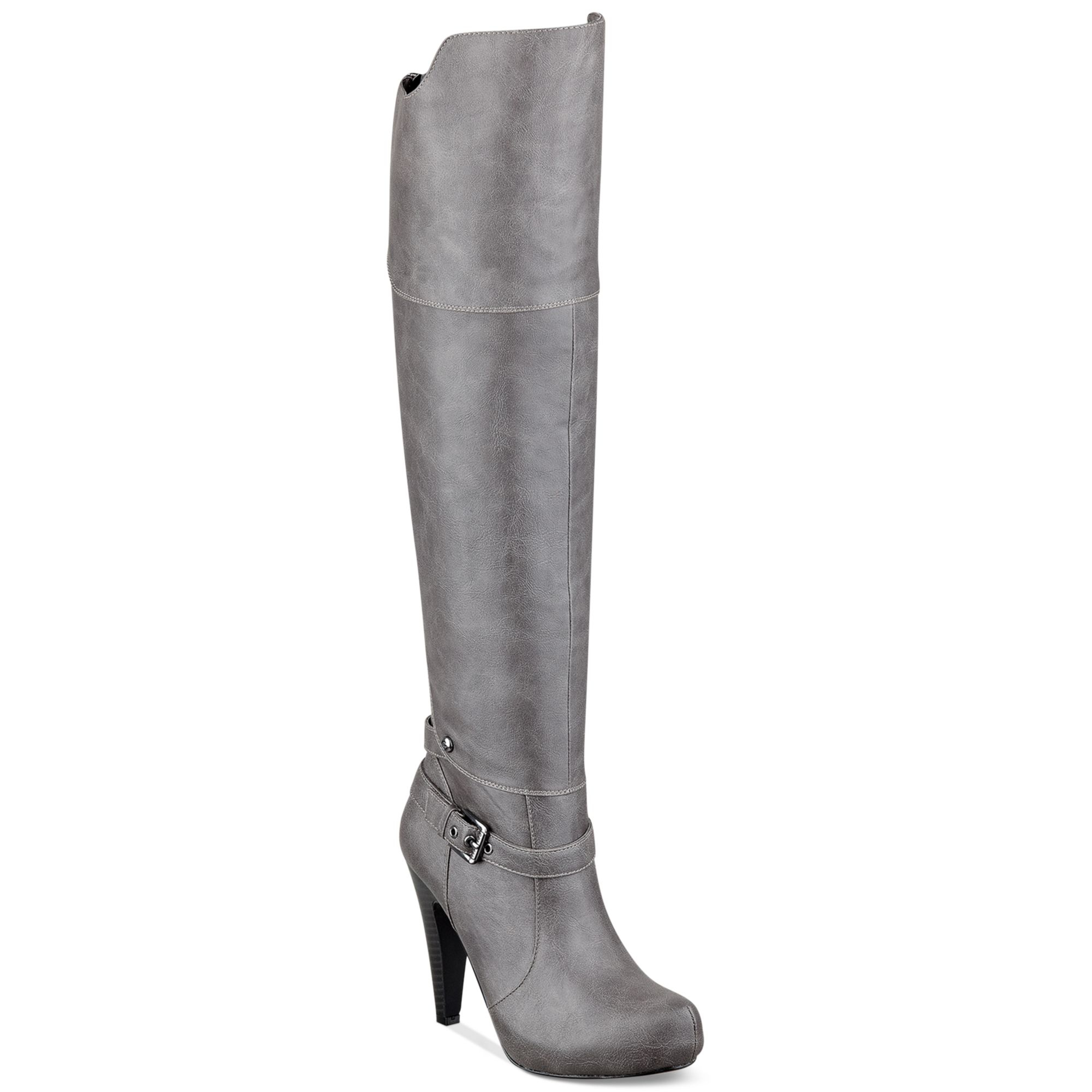 Lyst G By Guess Trinna Over the knee Platform Dress Boots in Gray