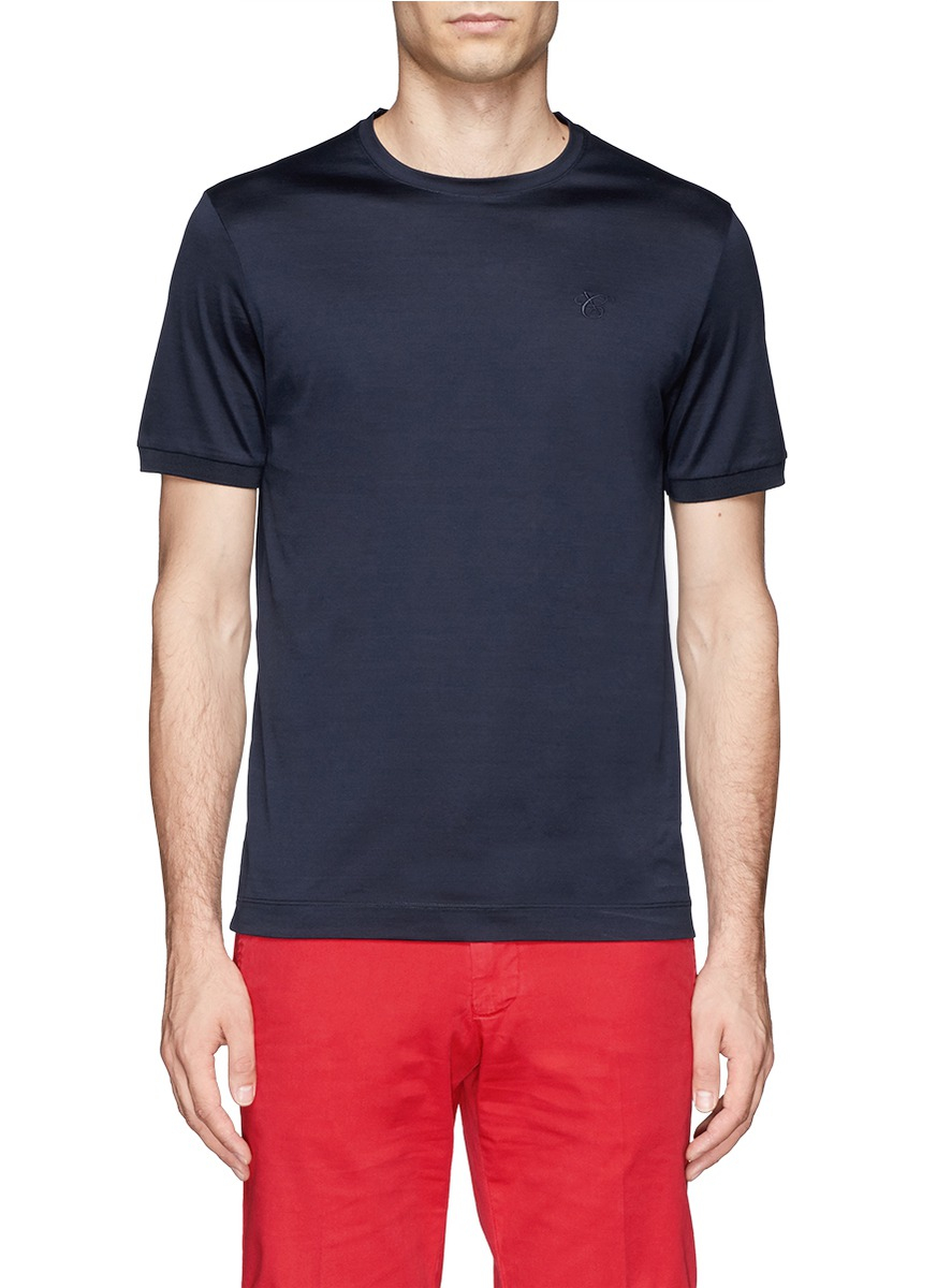 Canali Round Neck Cotton T-shirt in Green for Men - Lyst