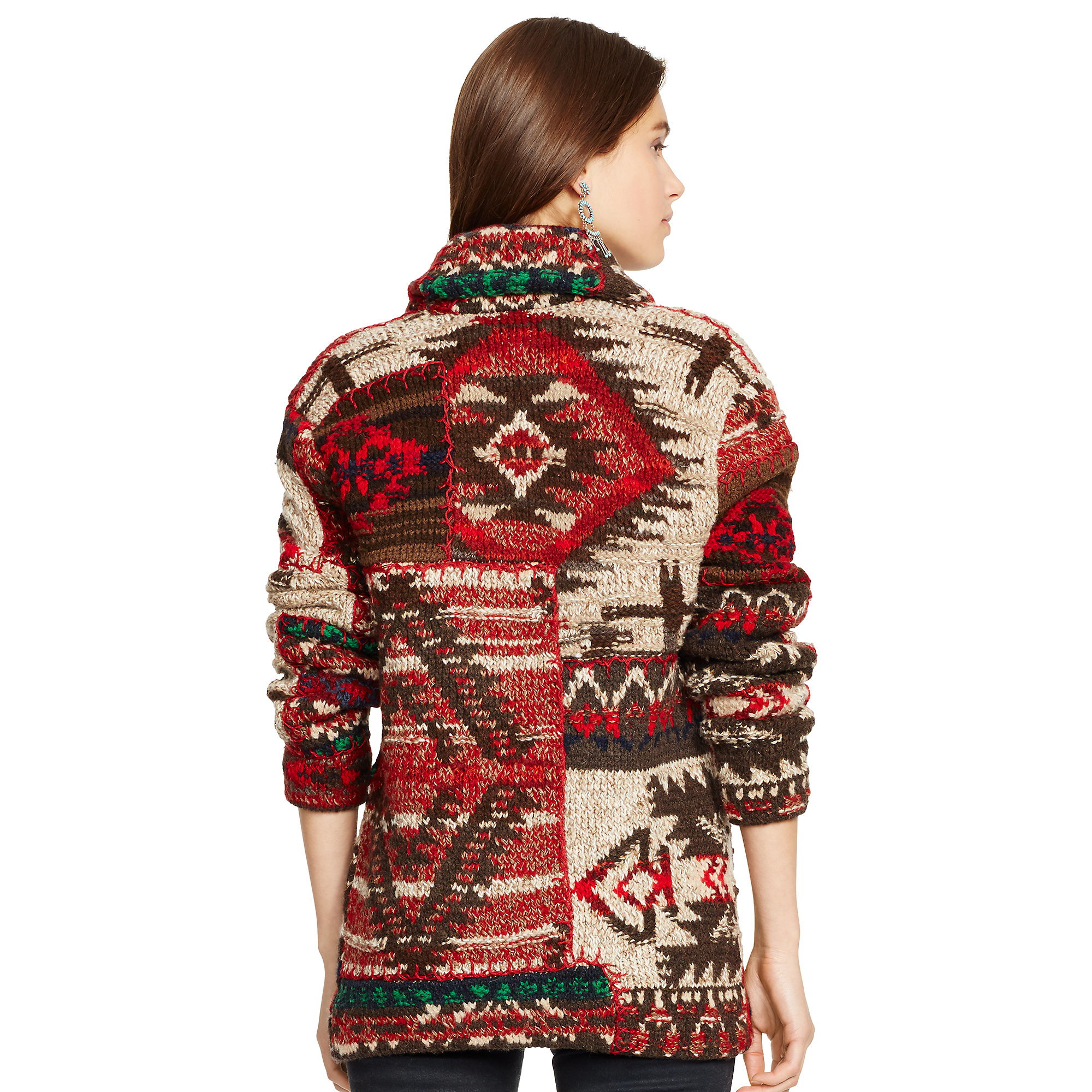ralph lauren patchwork shawl cardigan