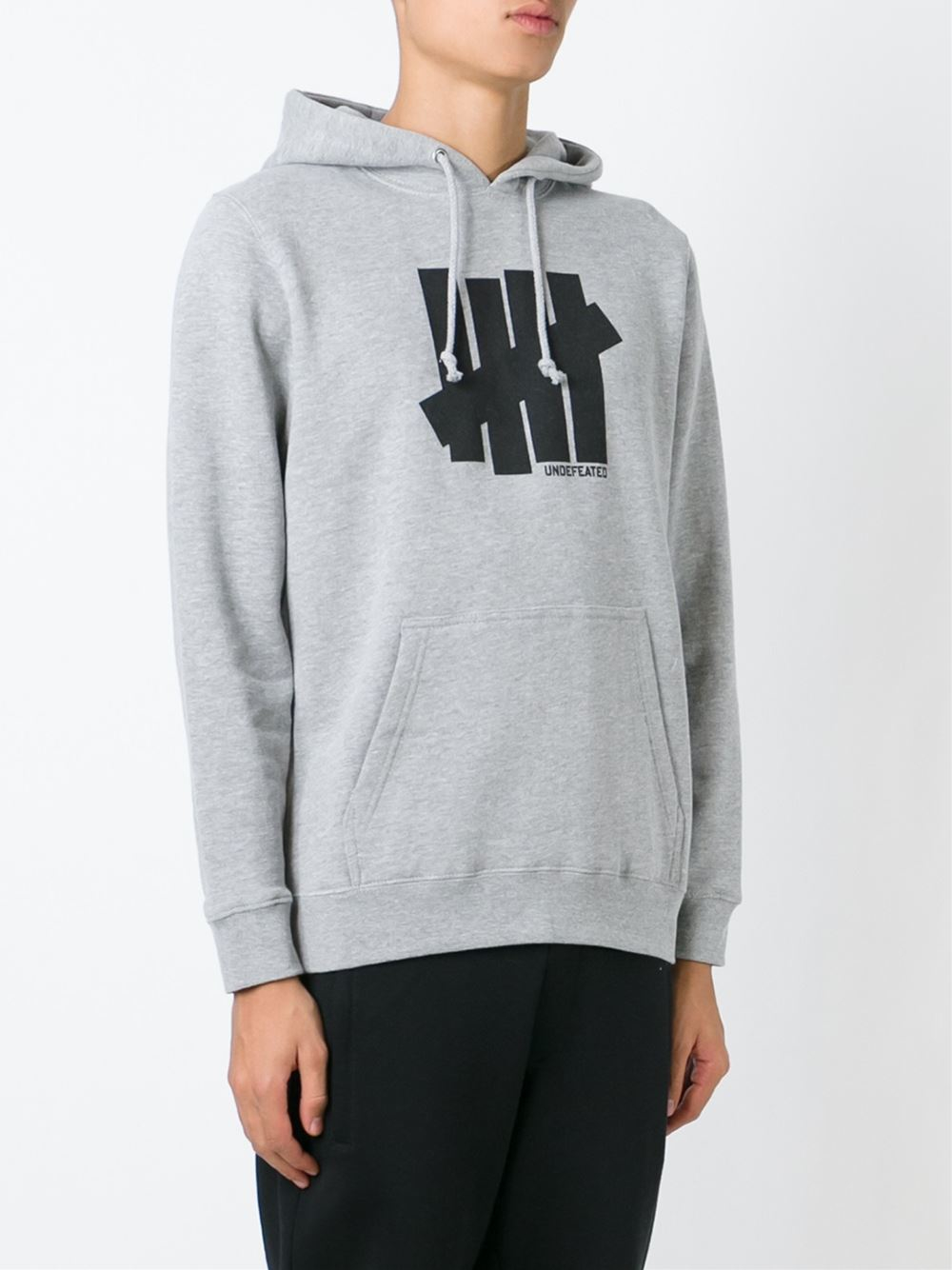 Undefeated Logo Print Hoodie in Grey (Gray) for Men - Lyst