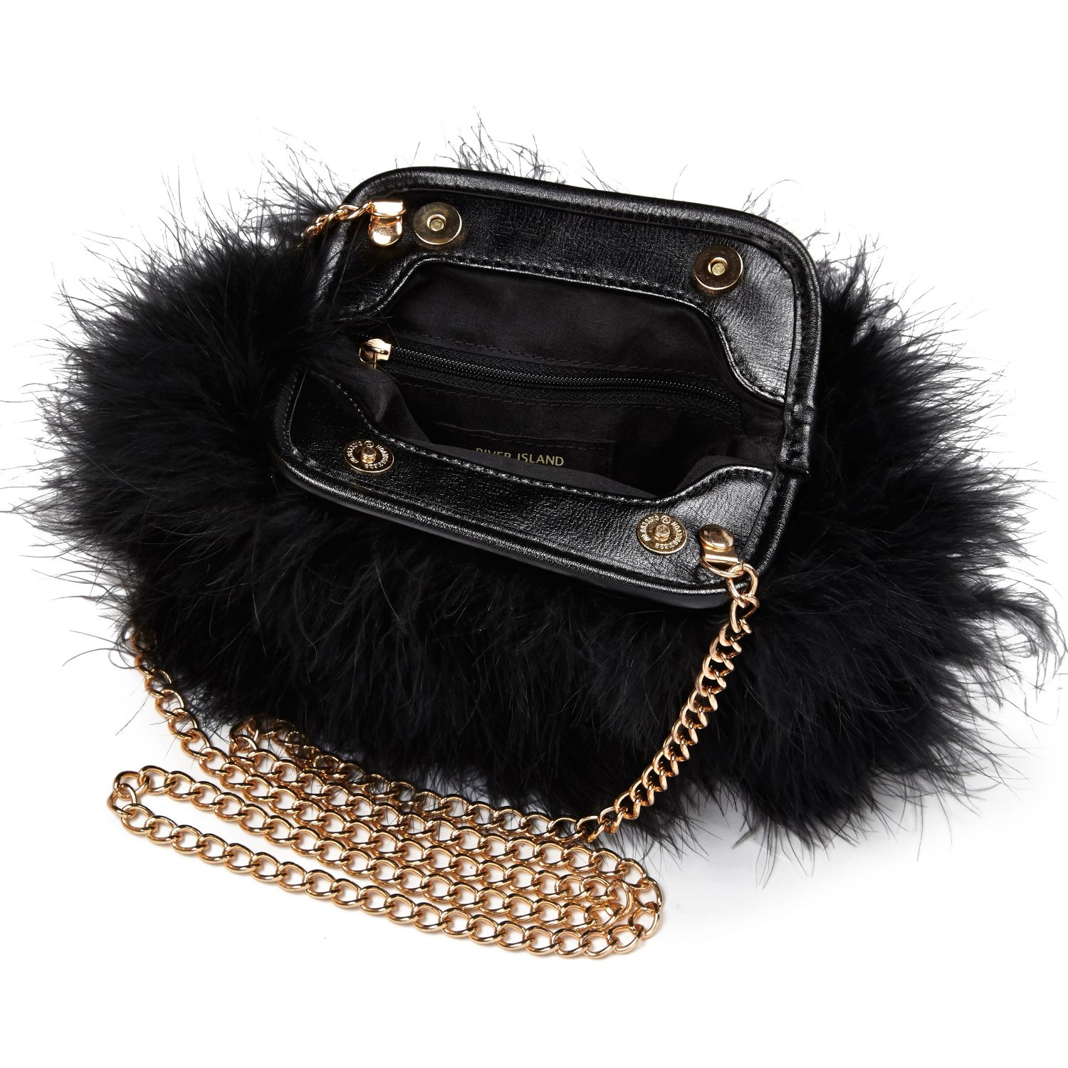 black fluffy cross body bag