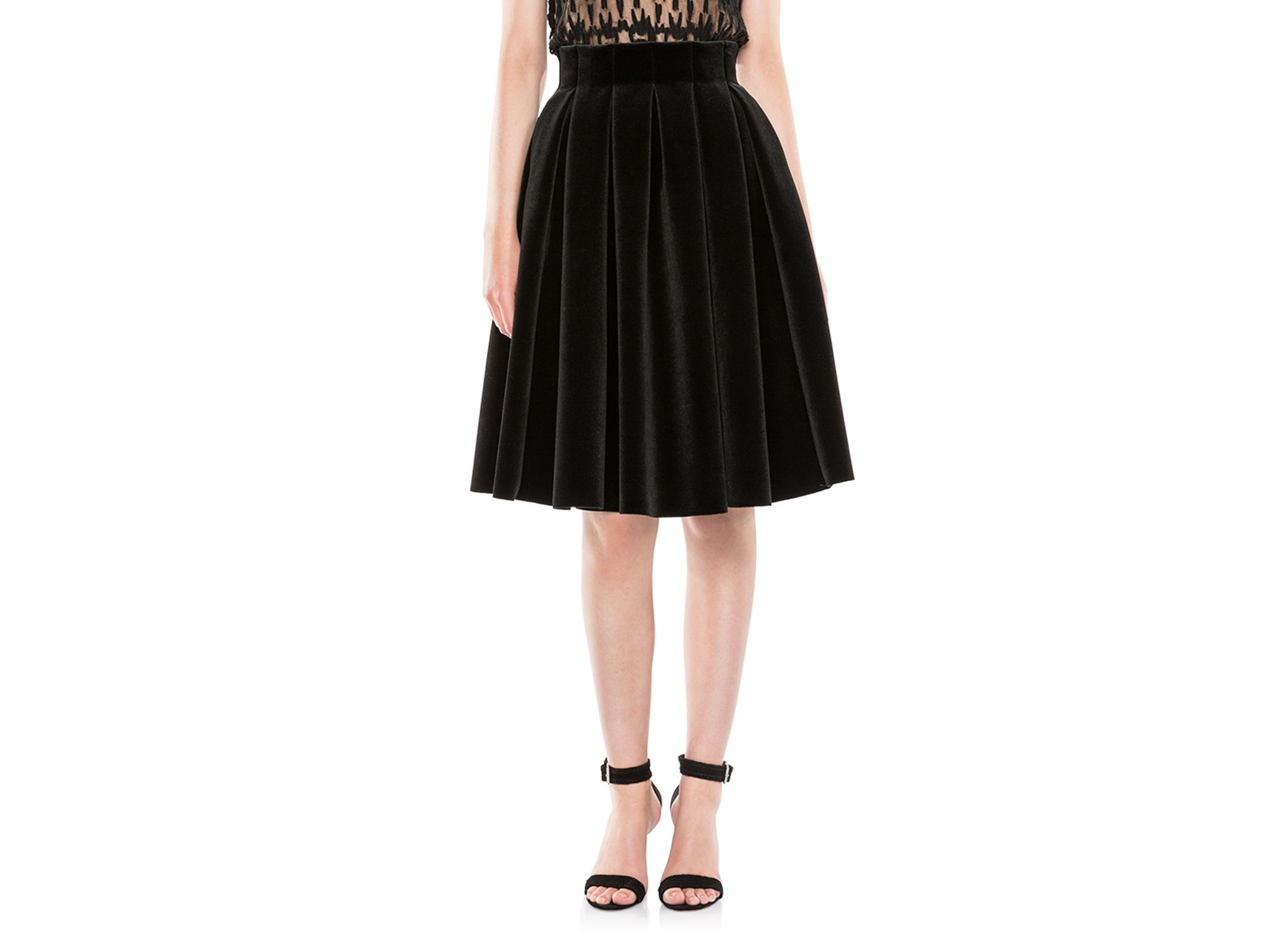 black velvet pleated skirt