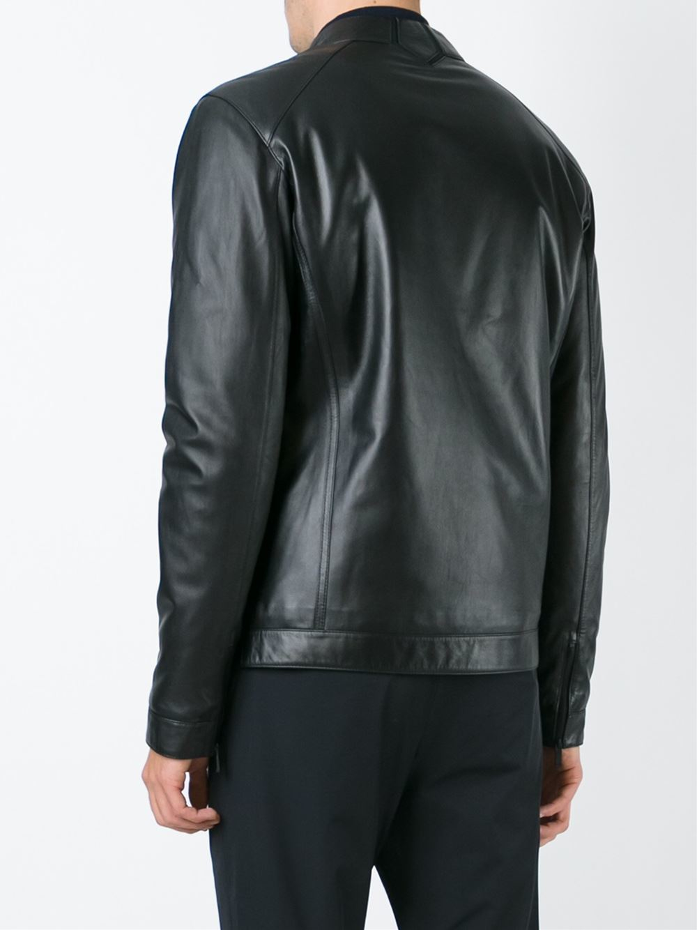 Z Zegna Leather Jacket In Black For Men Lyst Gallery