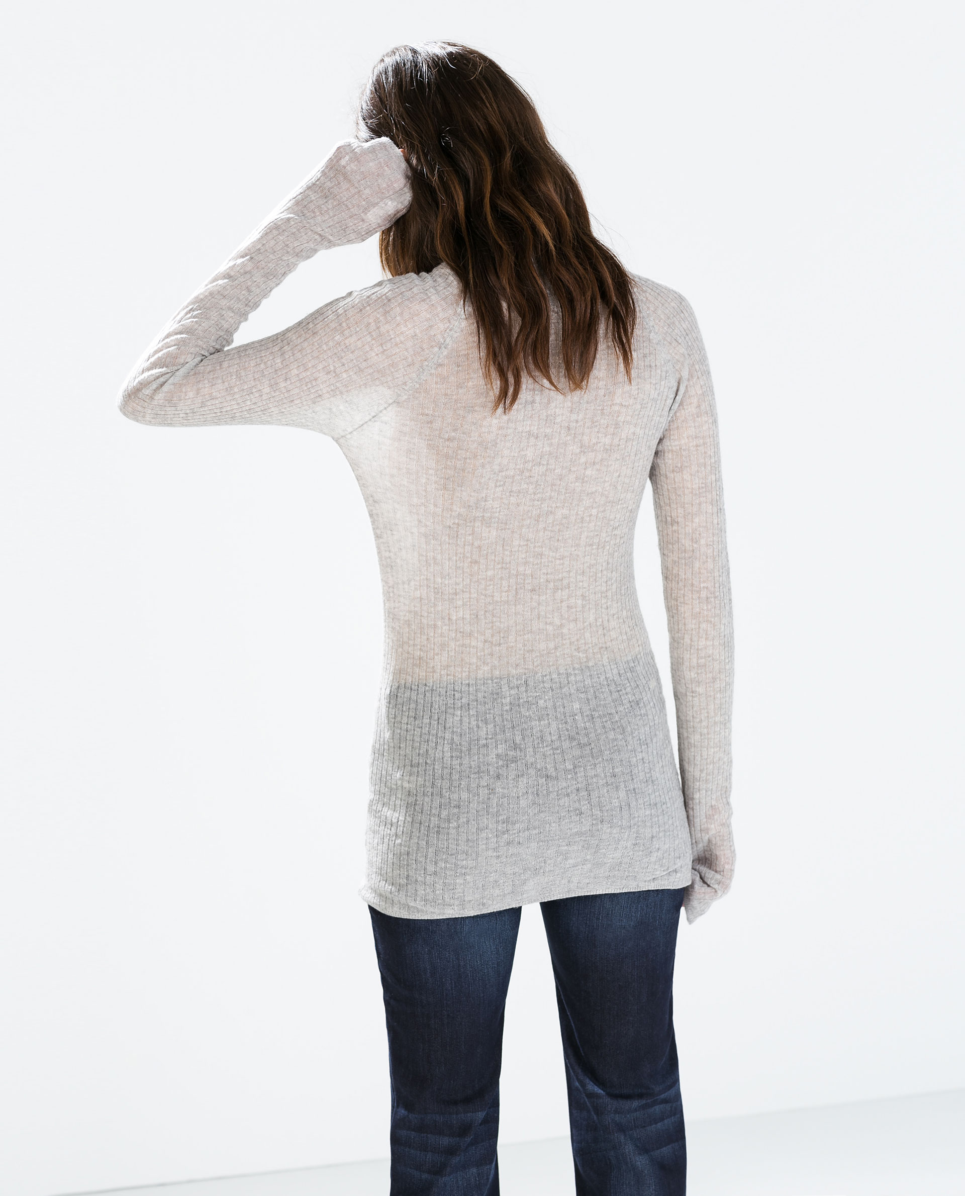 Zara Ribbed Sweater in Gray (Light grey) Lyst
