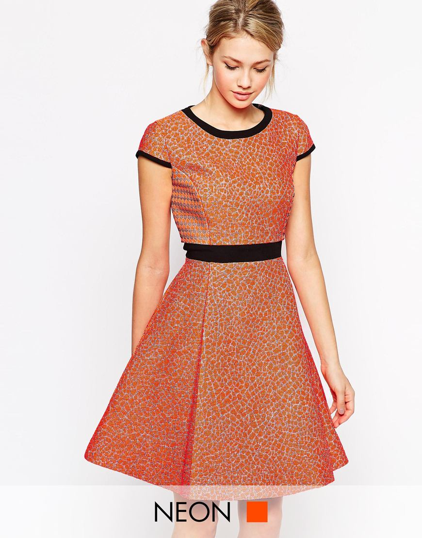 ted baker orange skater dress