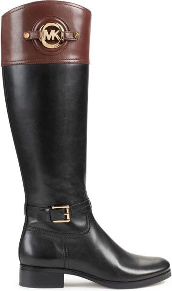 Michael Kors Michael Stockard Twotone Leather Riding Boot in Black ...