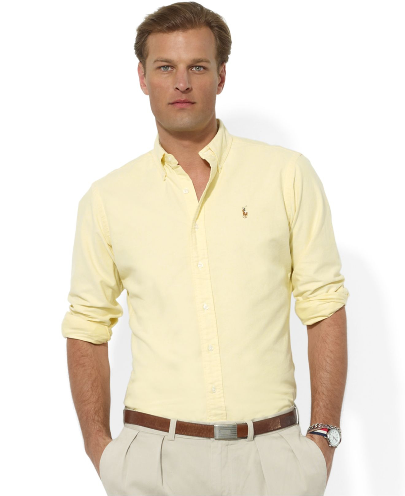 Lyst - Polo ralph lauren Core Classic Fit Oxford Shirt in Yellow for Men