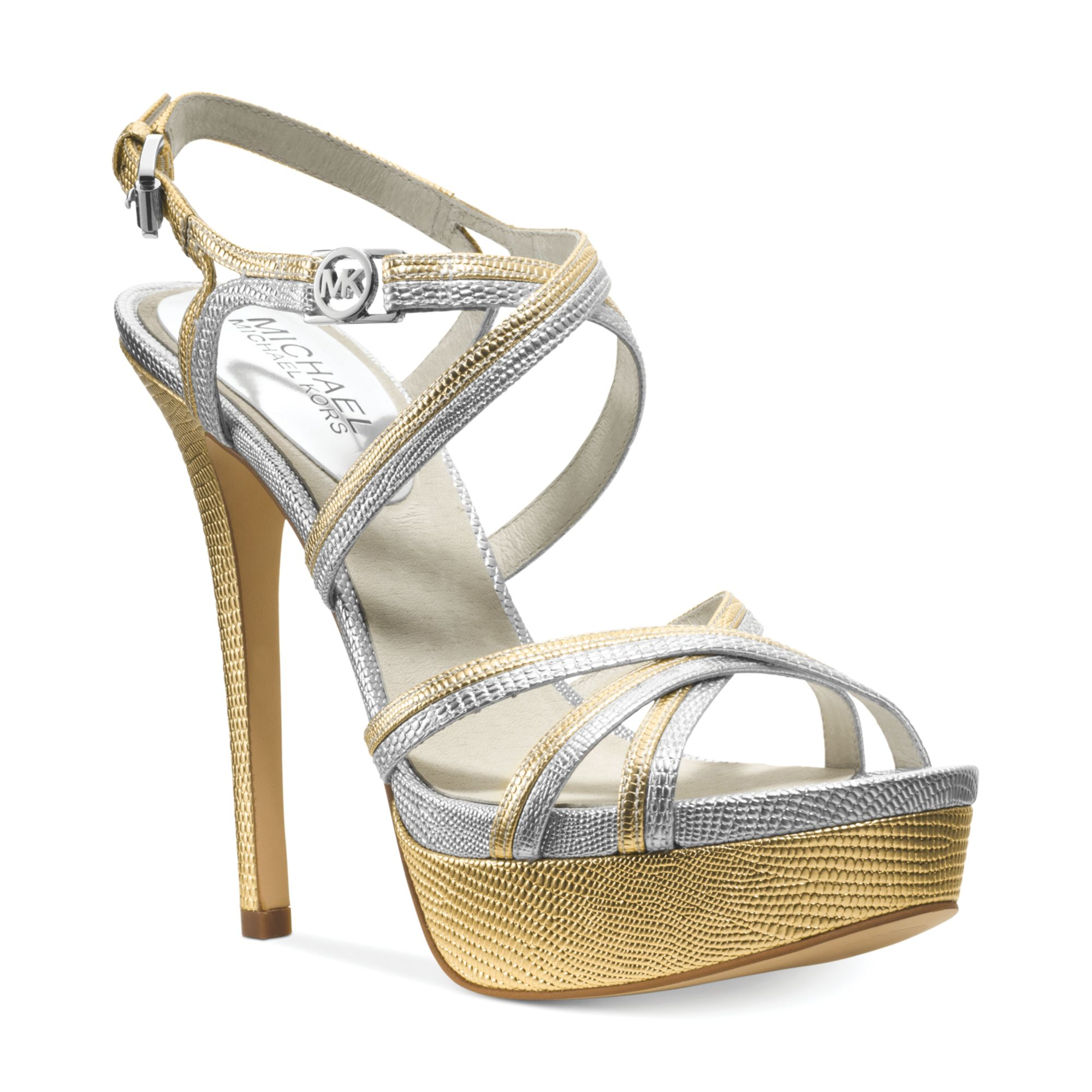 Michael Kors Michael Cicely Platform Sandals in Silver/Gold (Metallic) - Lyst