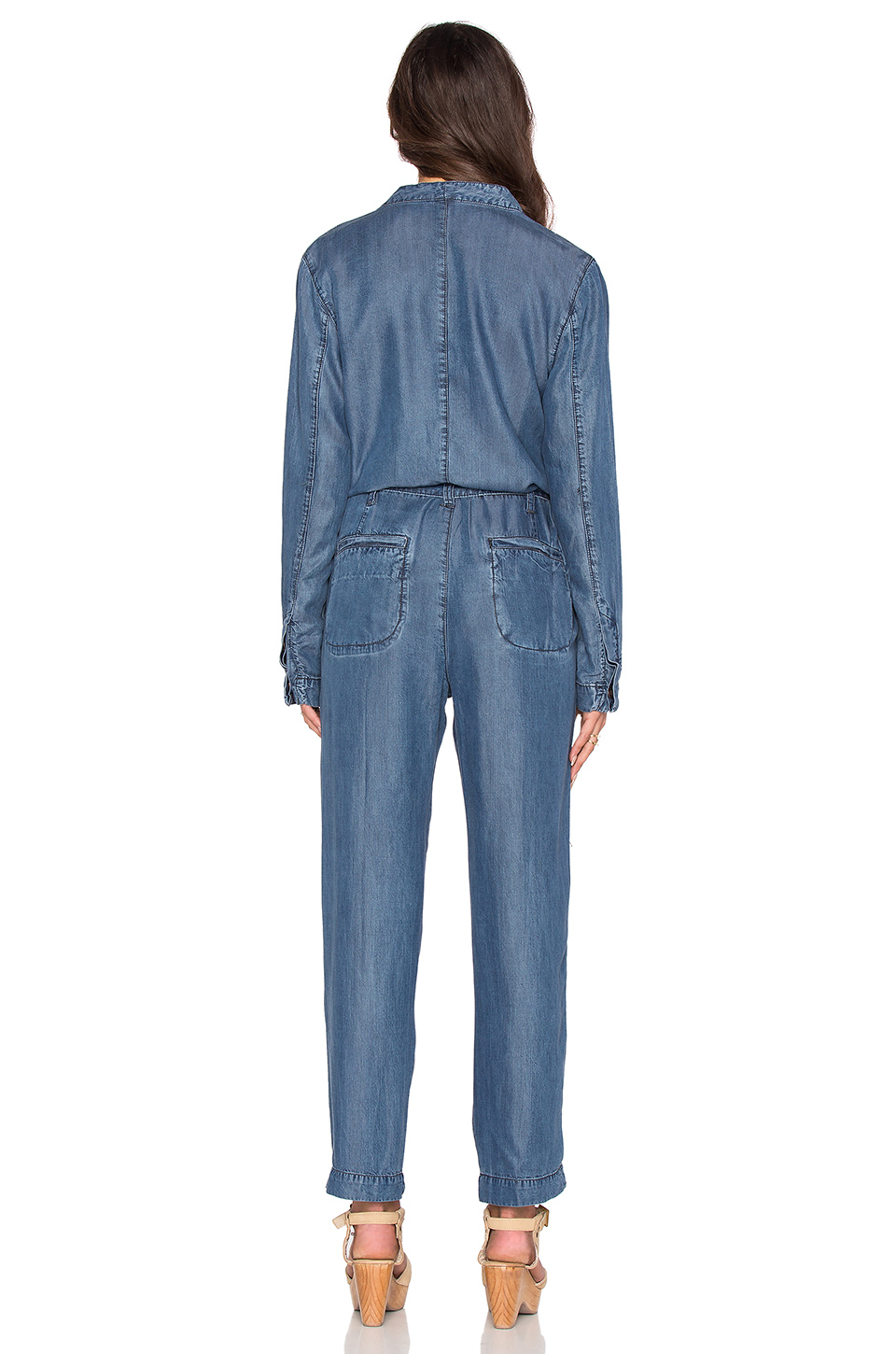 free people jean jumpsuit