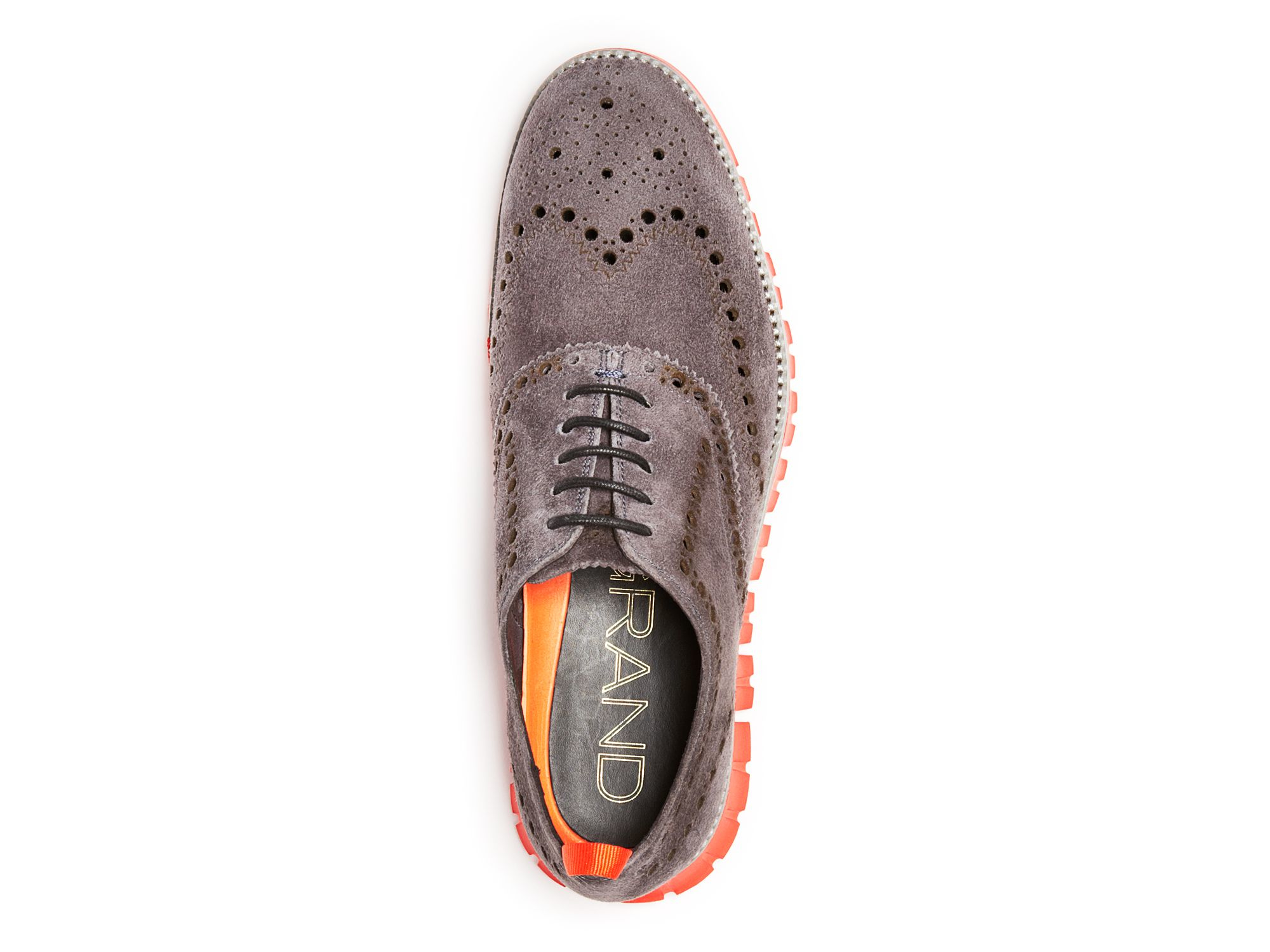 cole haan zerogrand gray suede wingtip oxfords