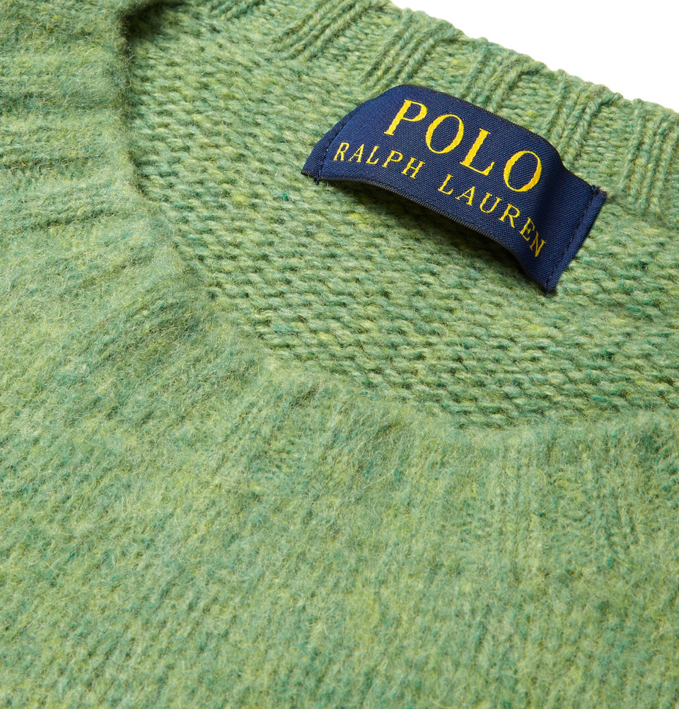 Polo ralph lauren Suede Elbow Patch Brushed Knittedwool Sweater in
