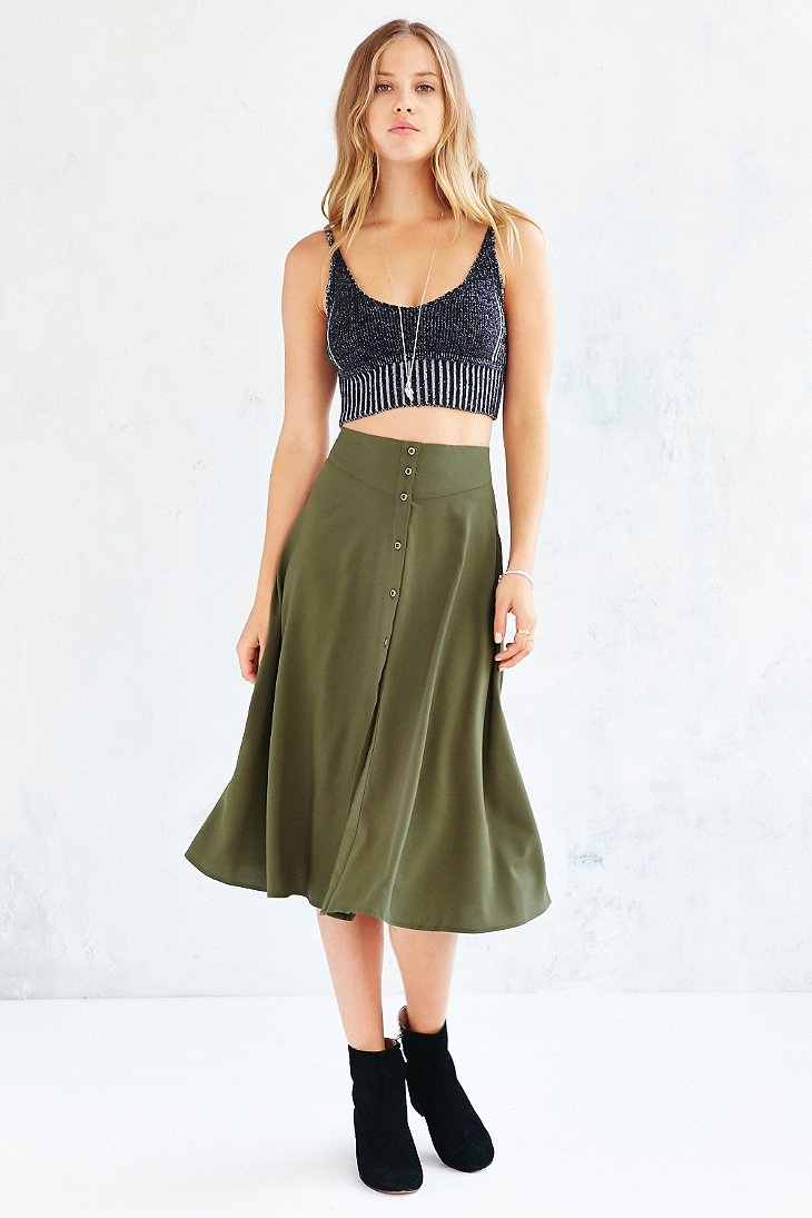 Green button down skirt new arrivals